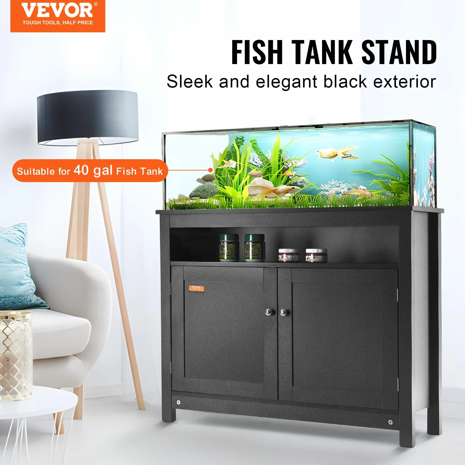 VEVOR Support Aquarium Charge 152 kg 92,7 x 40 x 76 cm MDF Noir