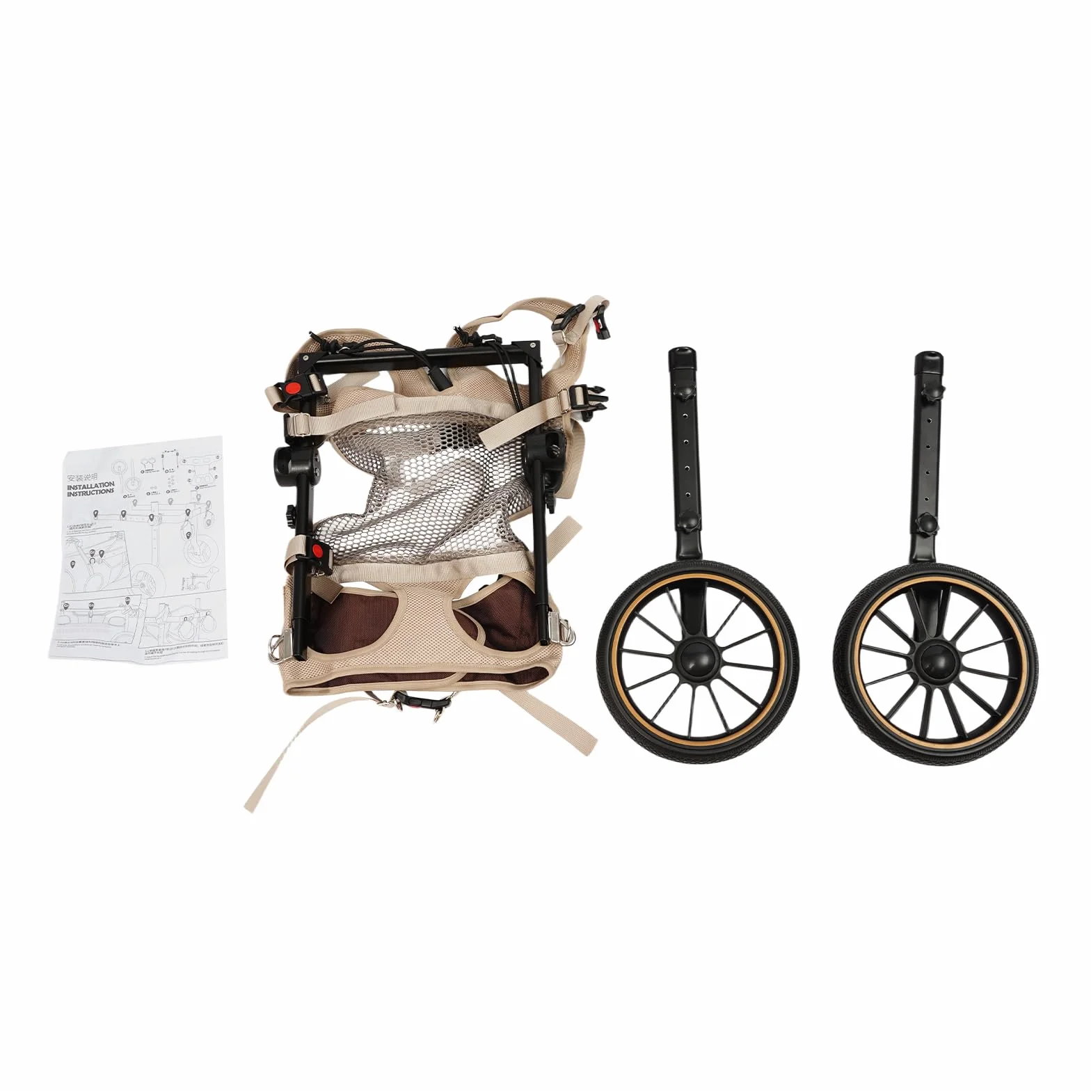 Fauteuil roulant réglable pour chien taille moyenne/grande, cadre aluminium léger, harnais maille, chariot arrière senior handicapé