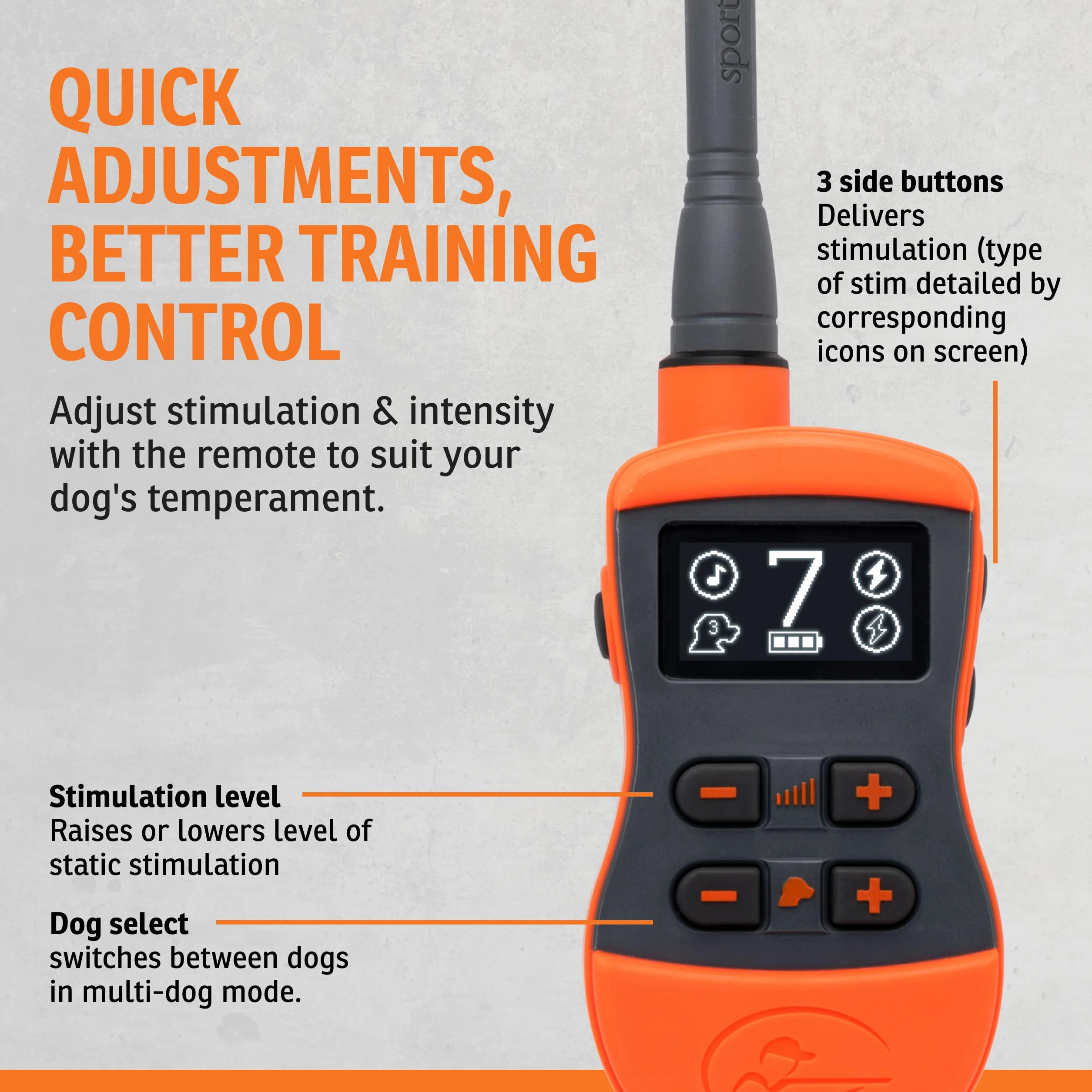 SportDOG - Collier de Dressage pour Chien avec Télécommande SportTrainer, Submersible, 10 Niveaux de Stimulation Statique, Vibration et Signal Sonore - Rechargeable - Portée 800 m