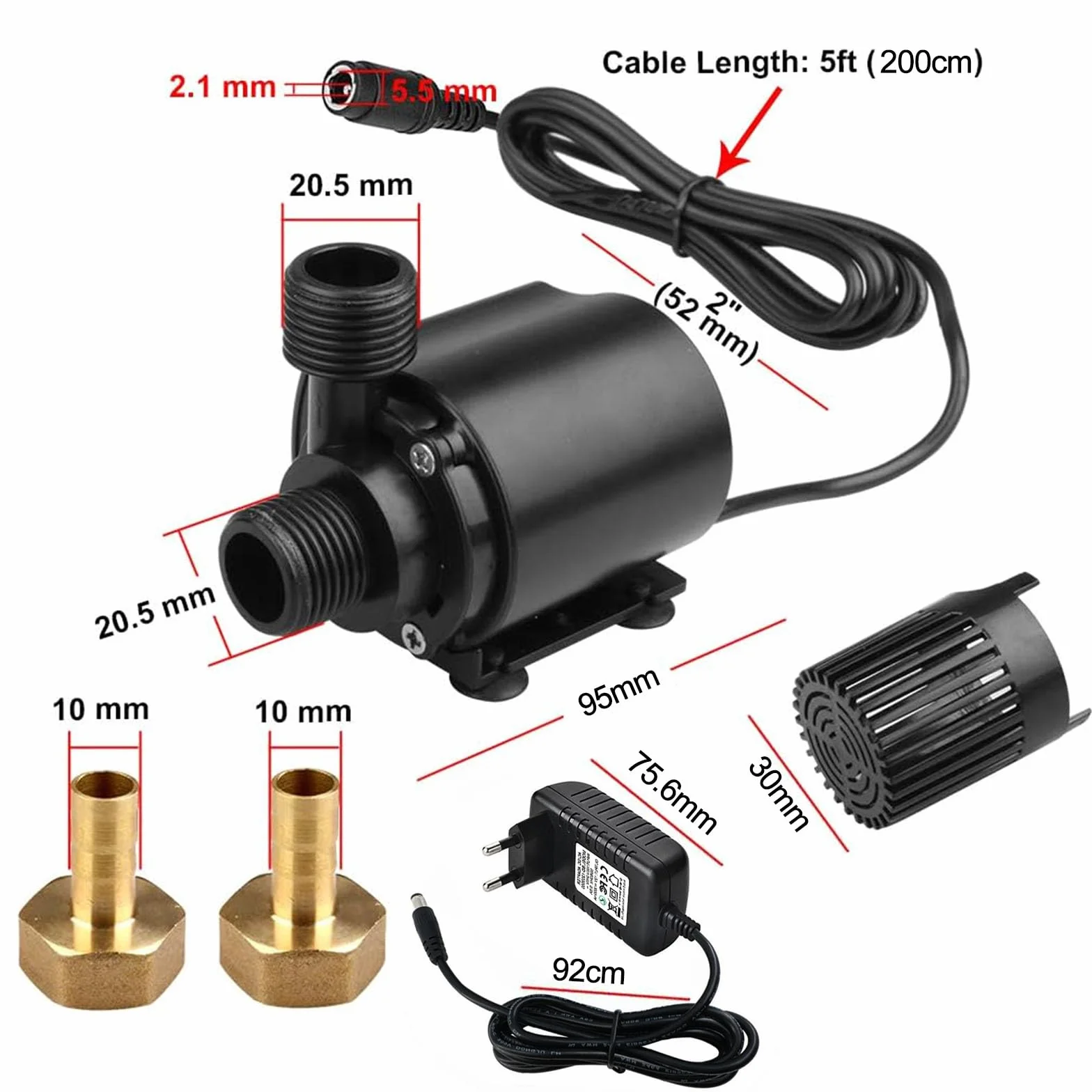 Mini Pompe à Eau Submersible 15W 800L/H Silencieuse pour Aquarium Bassin Jardin