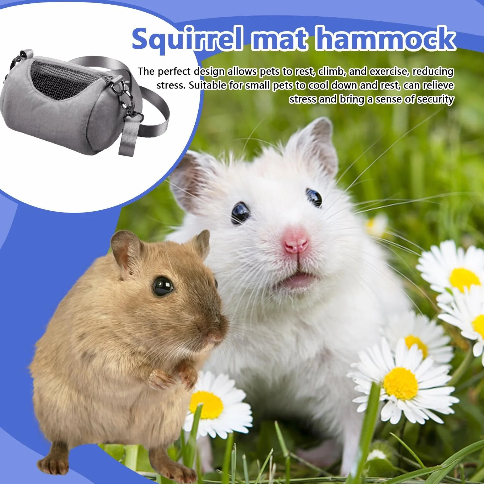 Sac de Transport pour Hamster 11 cm Velours Respirant Bandoulière Réglable