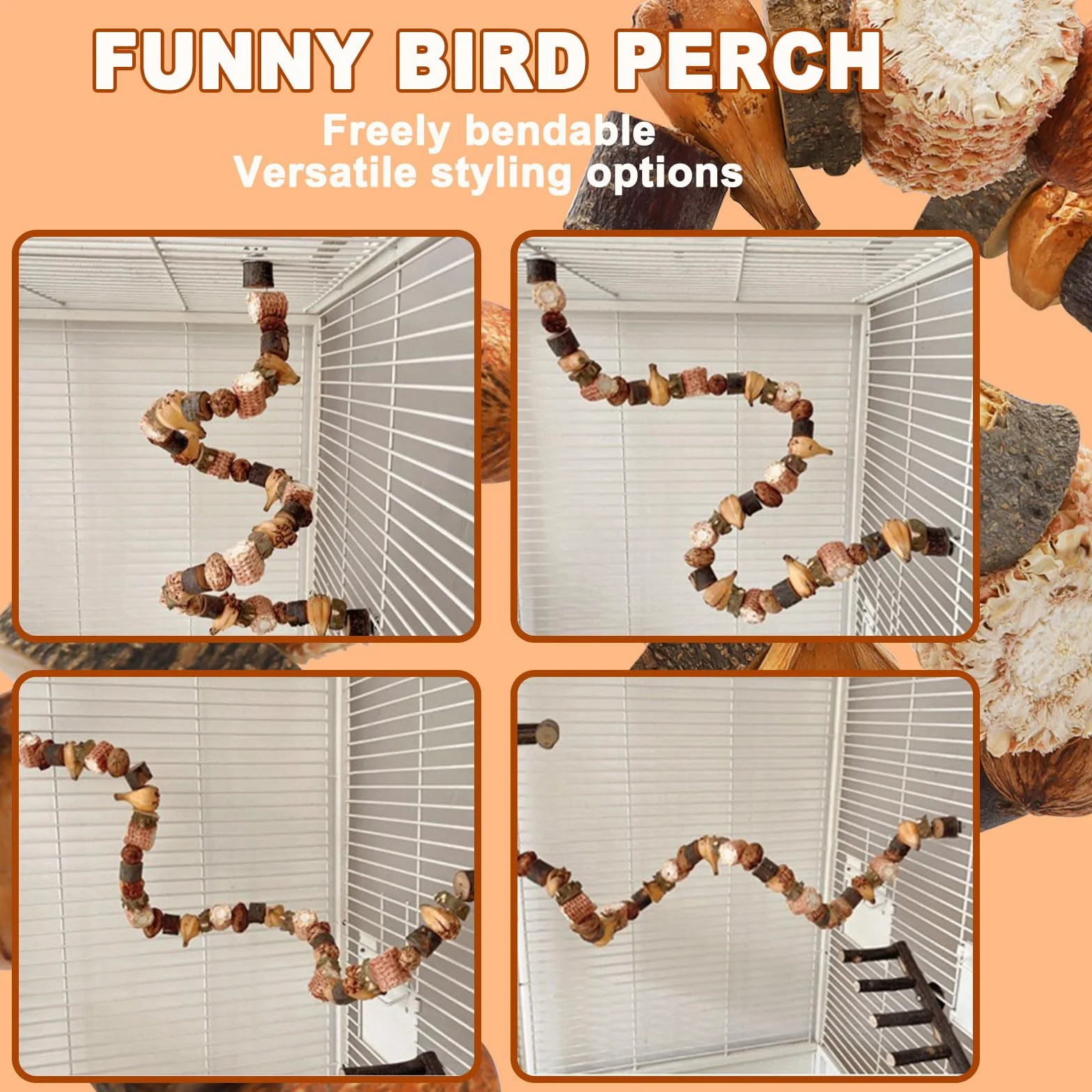 Perchoir Perroquet 80cm Oiseaux Jouet Perruche Cage Accessoire Calopsitte Inséparables Canaris