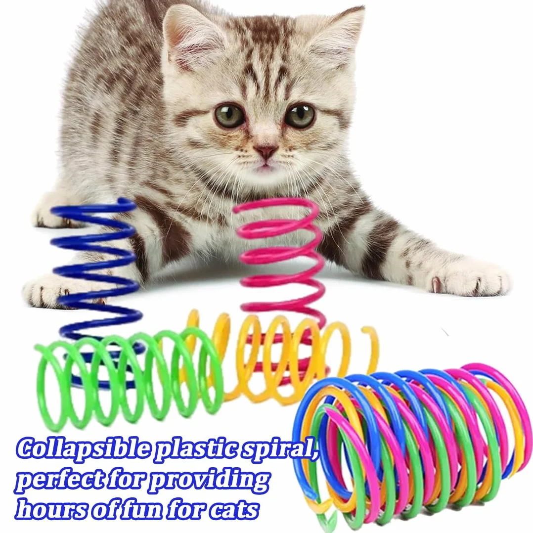 Jouet à Spirale pour Chat en Plastique Pliable, Jouet Coloré à Ressorts pour Animaux de Compagnie