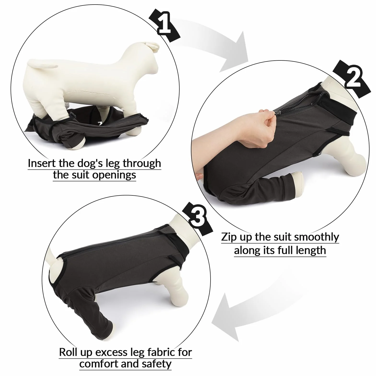 Body Chien, Body Post Operatoire Femelle Combinaison après Chirurgie Combinaison d’Opération de Chien Vêtements Chirurgicaux Anti-Léchage Gilet Post-Opératoire(Gris, M)