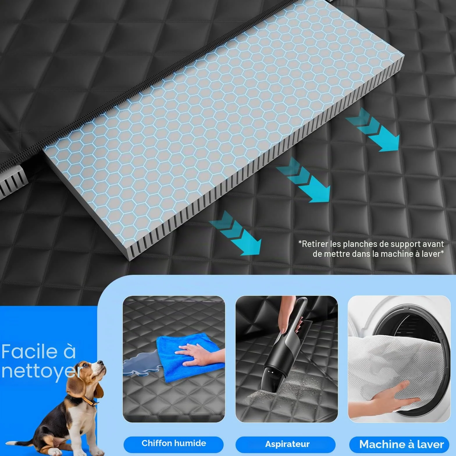 Protection Voiture Chien Imperméable Housse Protege Voiture Fond Rigide Extension pour Voitures et SUV 400lb