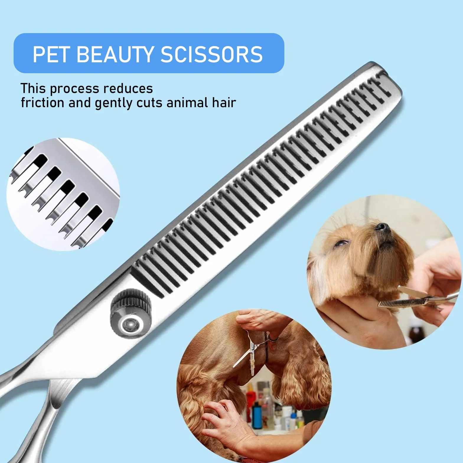 Professionnel Ciseaux Toilettage Chien, Lot de 2 Ensemble de Ciseaux de Toilettage pour Chien, Ciseaux Toilettage pour Animaux avec Embouts de Sécurité Ronds pour Chiens, Chats Cheveux Salon