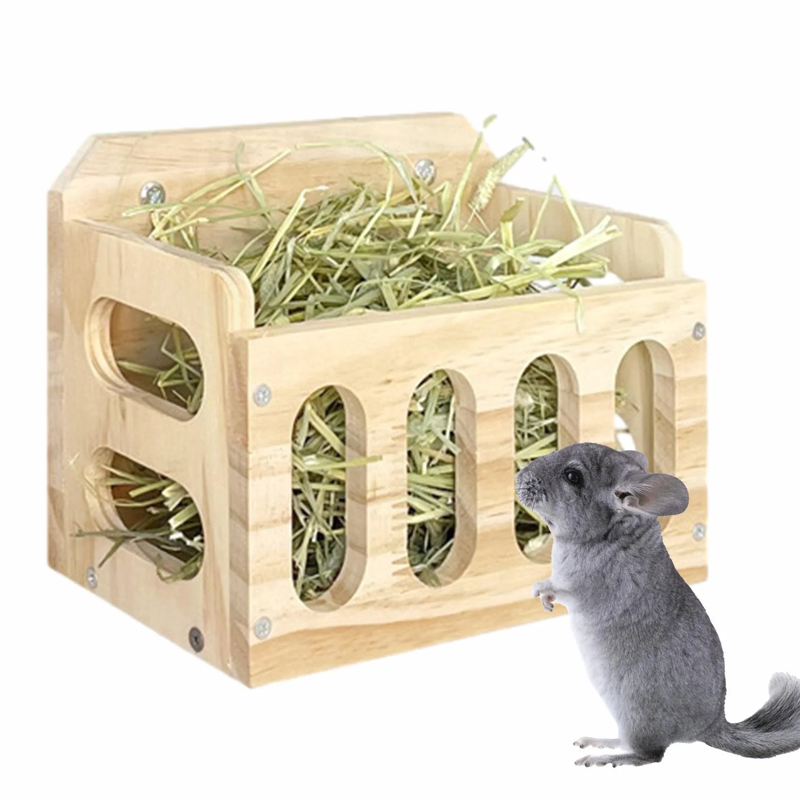 Distributeur de Foin en Bois pour Cochons d'Inde, Lapin et Cobaye - Râtelier à Foin pour Petits Animaux