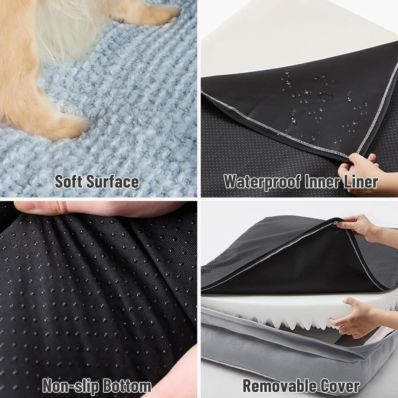 Lit Orthopédique Chien, Mousse mémoire, 107x76 cm, Lavable | Canapé chien avec rebord surélevé, doublure imperméable & antidérapant – coussin peluche moelleux pour grands chiens