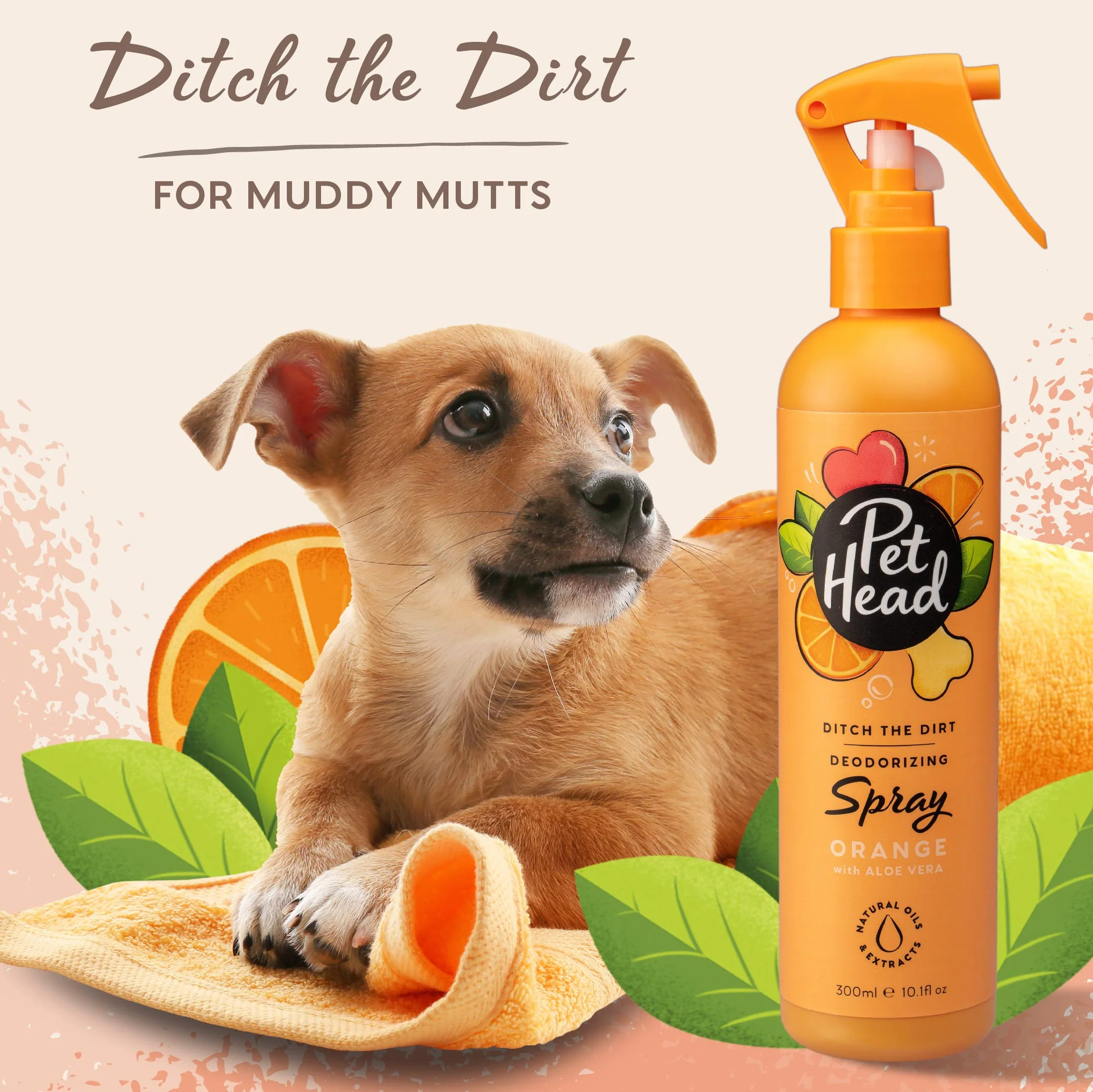 Pet Head Ditch The Dirt Spray Désodorisant pour Chien Parfum d’Orange 300ml