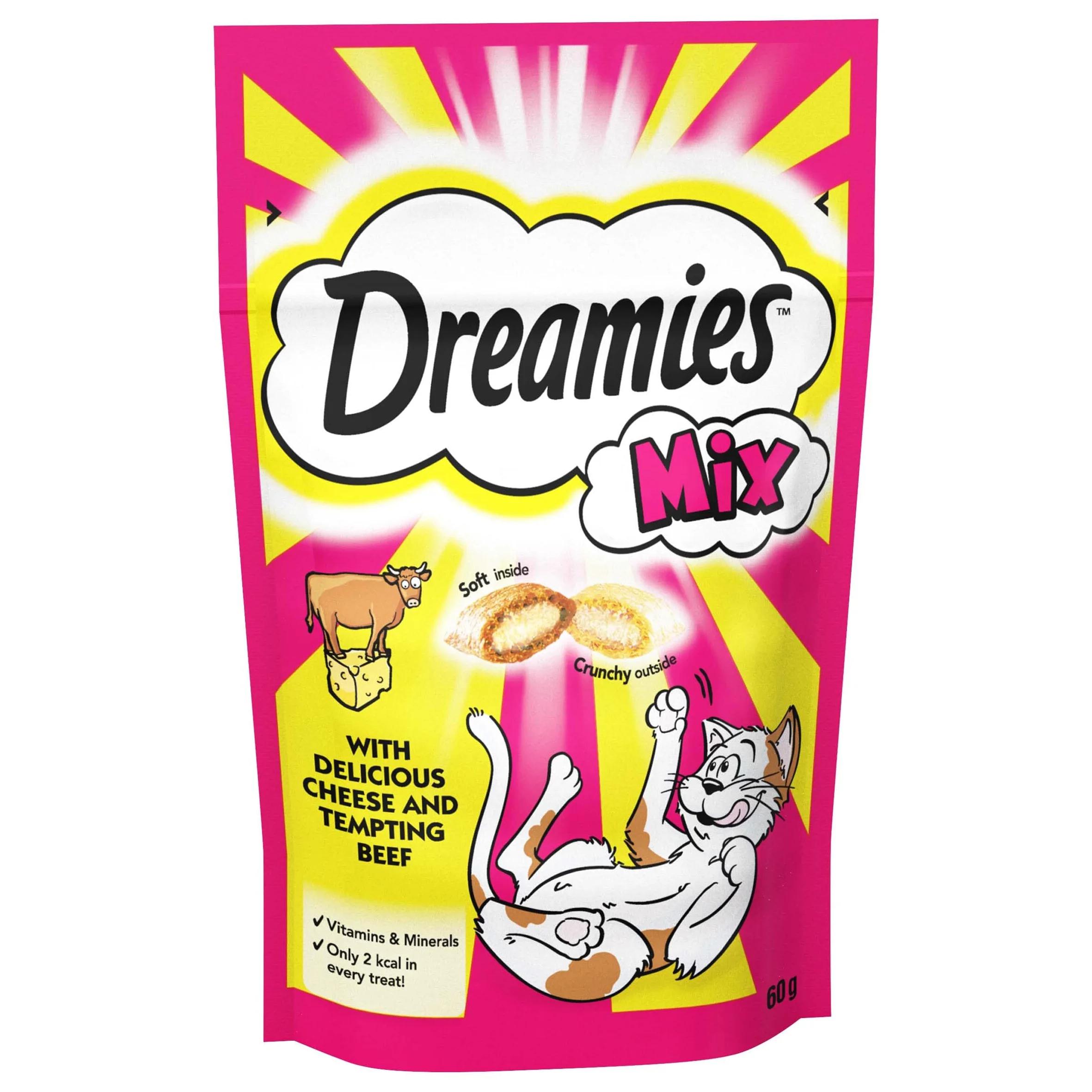 Dreamies Friandises pour chats - Mélange de fromage et de bœuf ( Mix cheese and beef ) - 60g (8 Paquets)