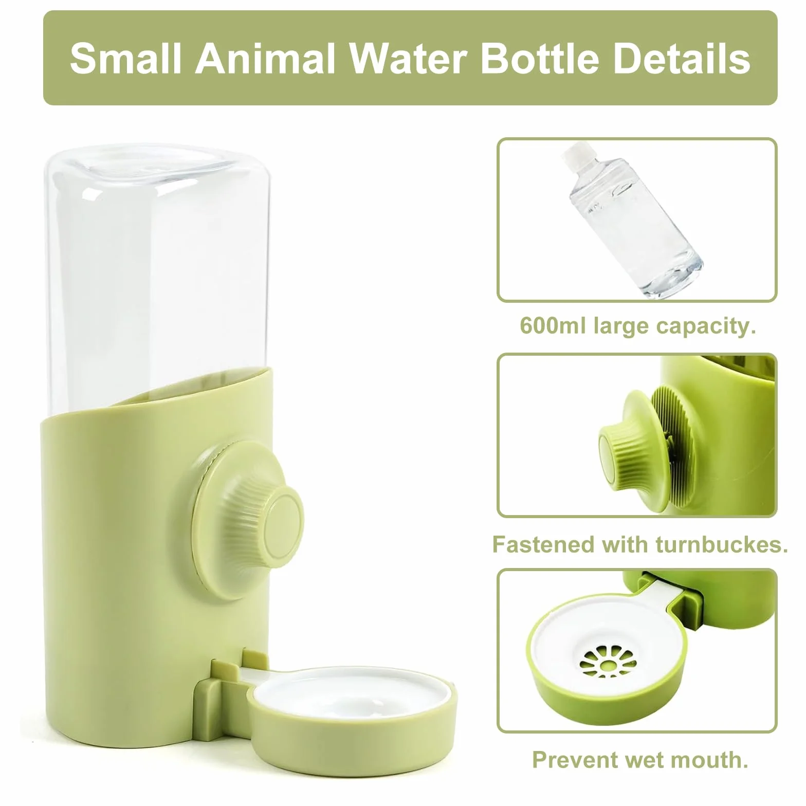 Distributeur d'eau automatique pour lapin 600 ml suspendu vert