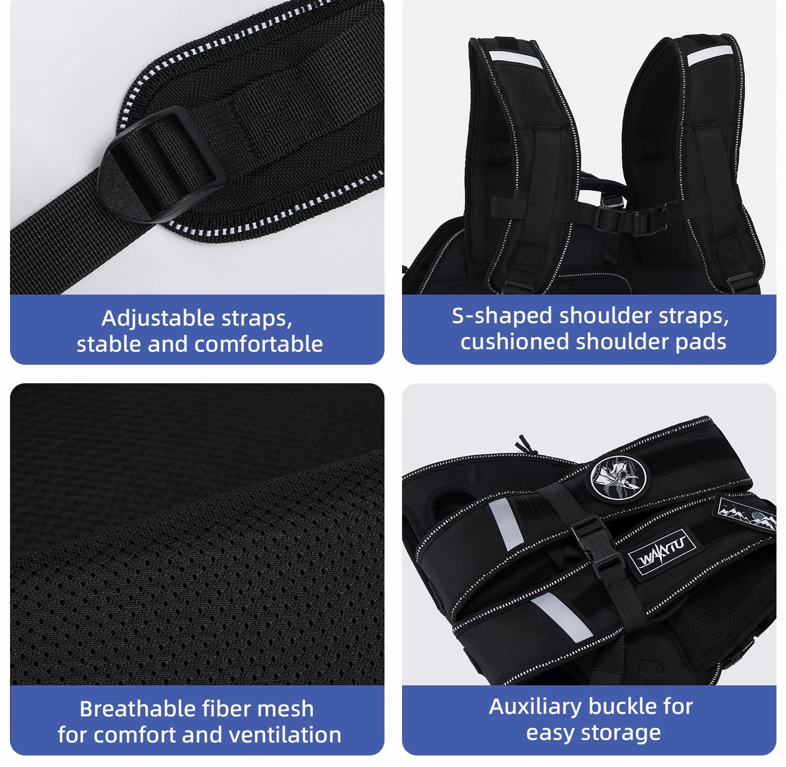 Wakytu Sac à dos pour chien sangle transport bretelles réglables rembourrées respirantes pour chiens handicapés taille M 4-8 kg