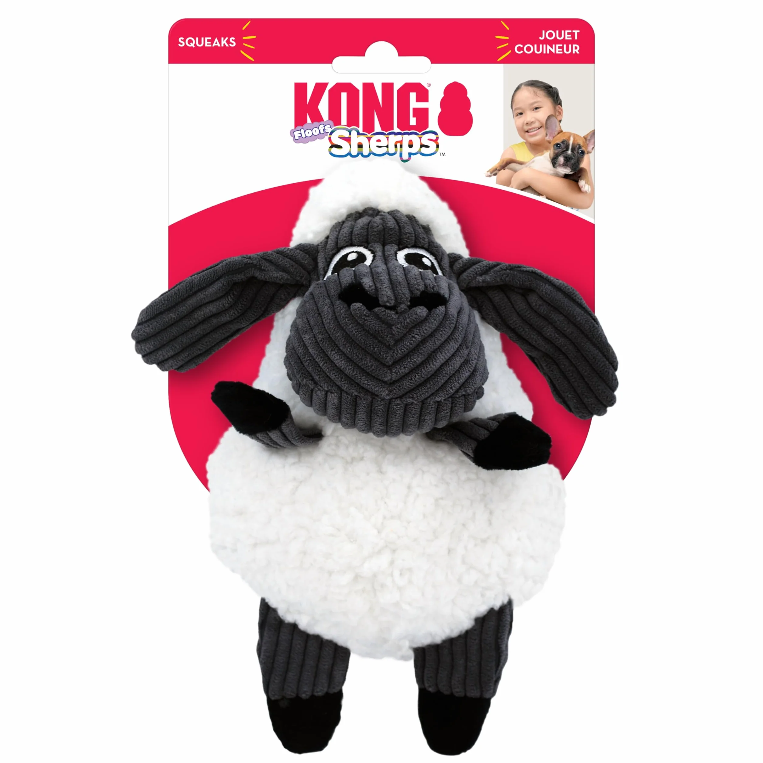 Kong Sherps Floofs Sheep M 10,2x19,1x22,9cm Noir/Blanc