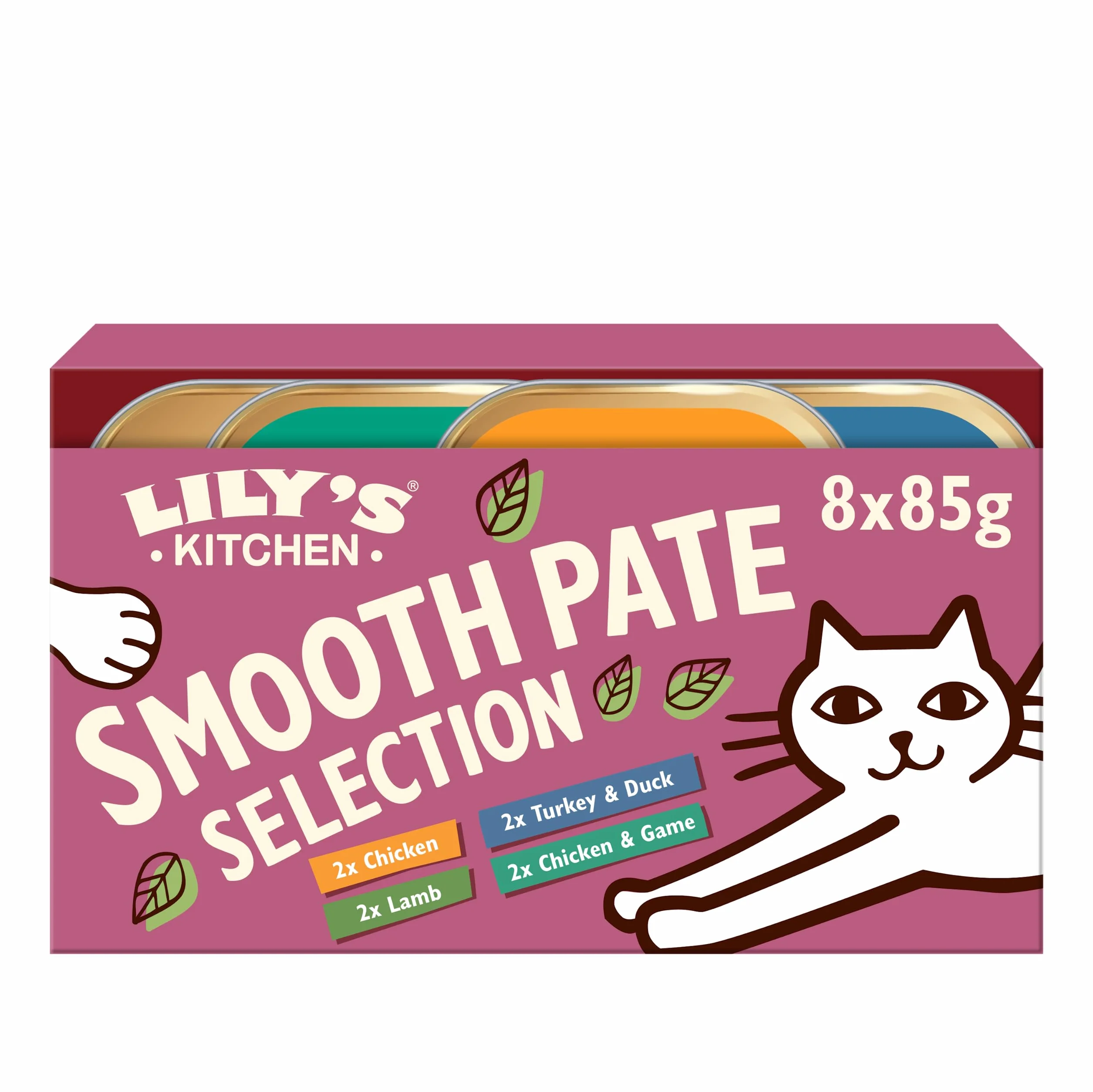 Lily's Kitchen Pâtée moelleuse naturelle en barquette pour chats adultes, recettes sans céréales, multipack (32 x 85g barquettes)