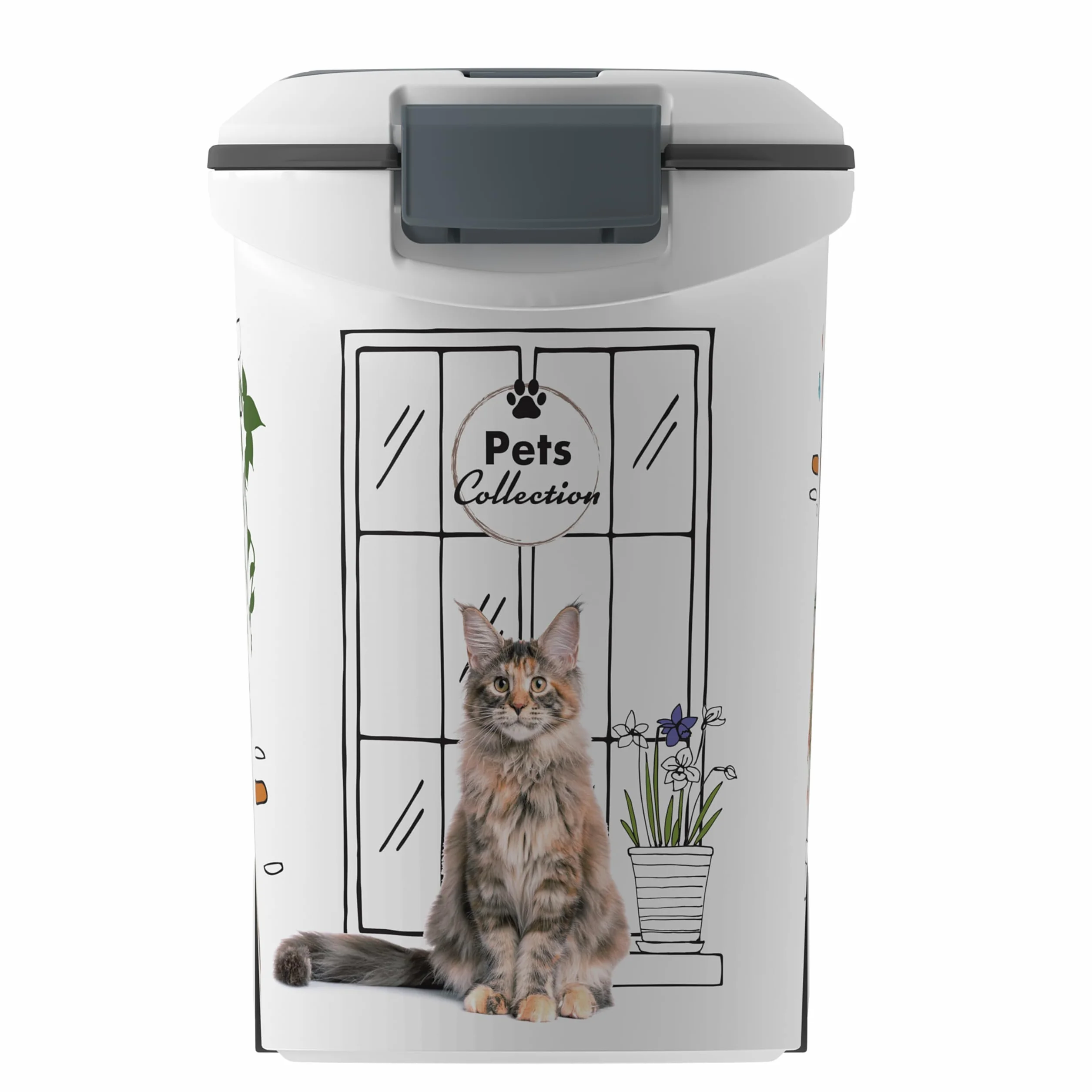 Curver Conteneur à Croquettes Pour Chats 35L 12KG Rangement Hermétique Anti-Odeurs Roulettes 28x49x43 cm