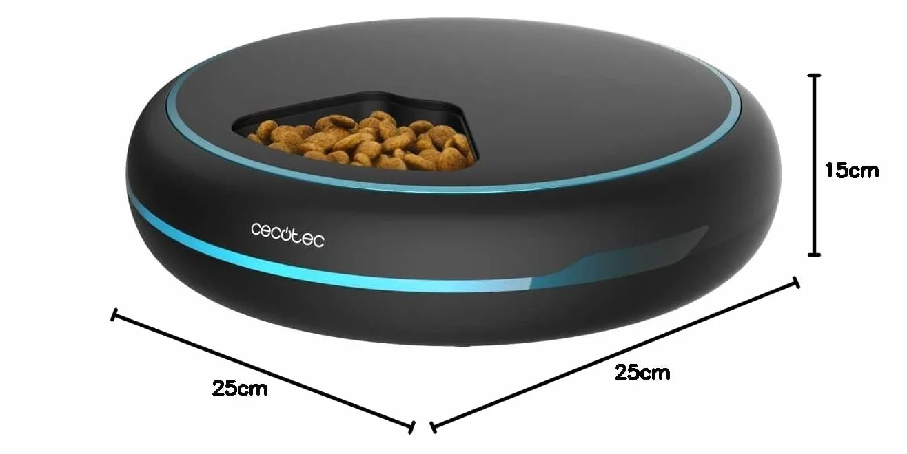 Cecotec Pumba 1600 Purrfect Meal Distributeur Automatique de Nourriture 1,6 L 4 Sections LED