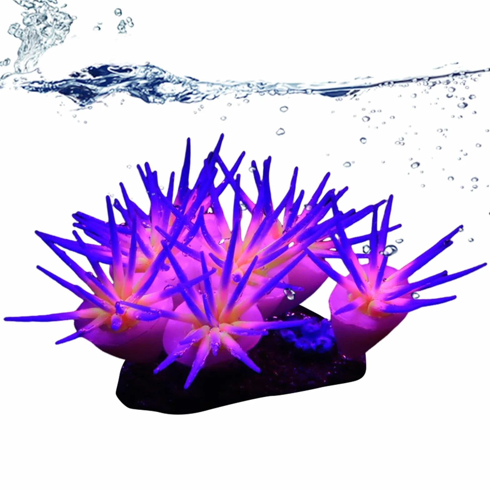 Générique Fish Tank Glowing Coral Ornaments Silicone Soft Coral Decorations 3.94x2.36in Artificial Luminous Aquarium Plants Freshwater