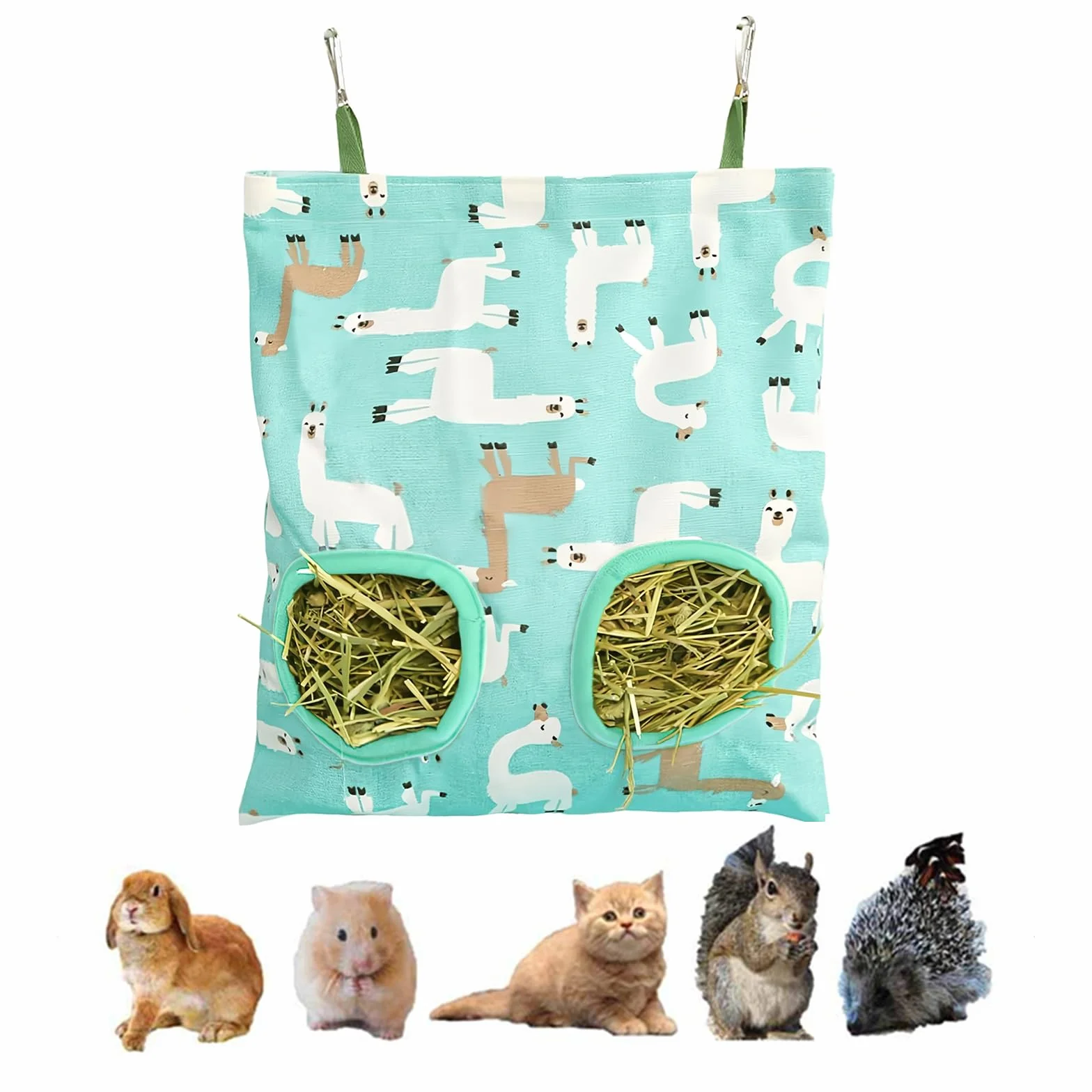 Sac à Foin pour Lapin, Sac de Foin Suspendus Animaux Supports de Stockage avec 2 Trous pour Chinchilla, Cochon d'Inde et Taupe