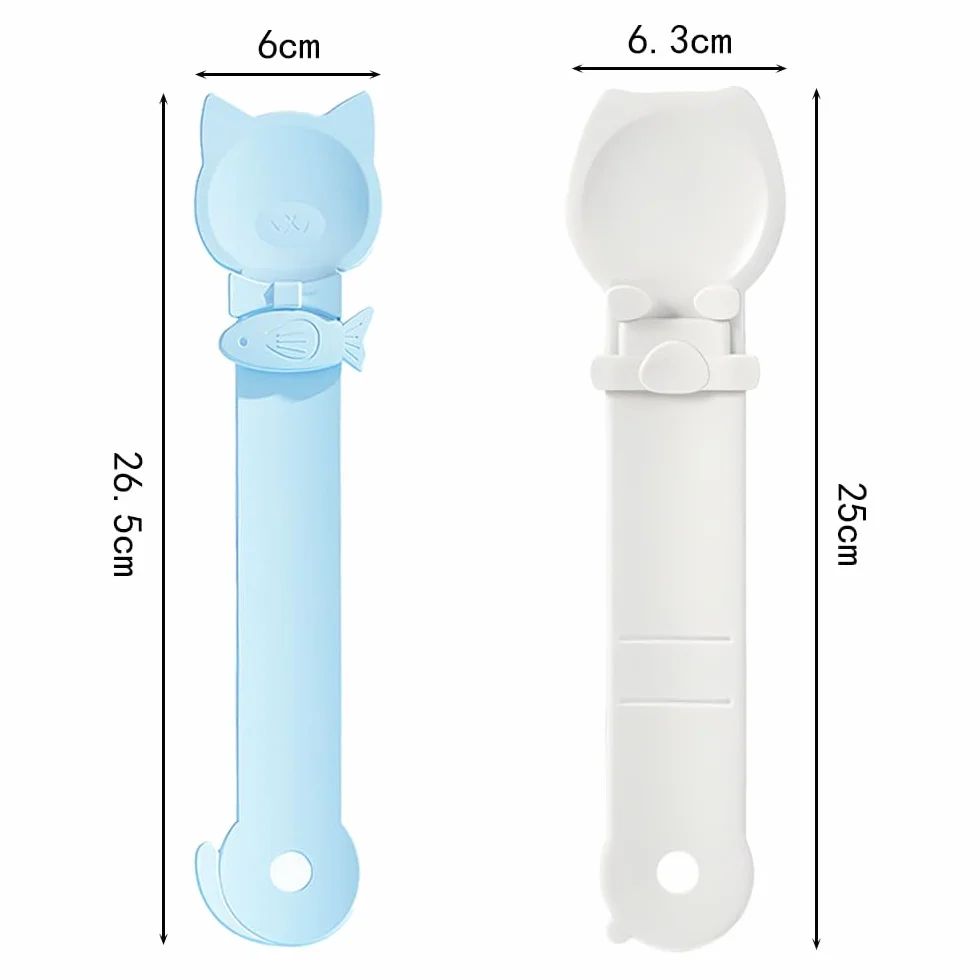 Mangeoires à Bande pour Chat en Forme de Poisson, Cuillère à Nourriture pour Animaux, Lot de 4 Pièces