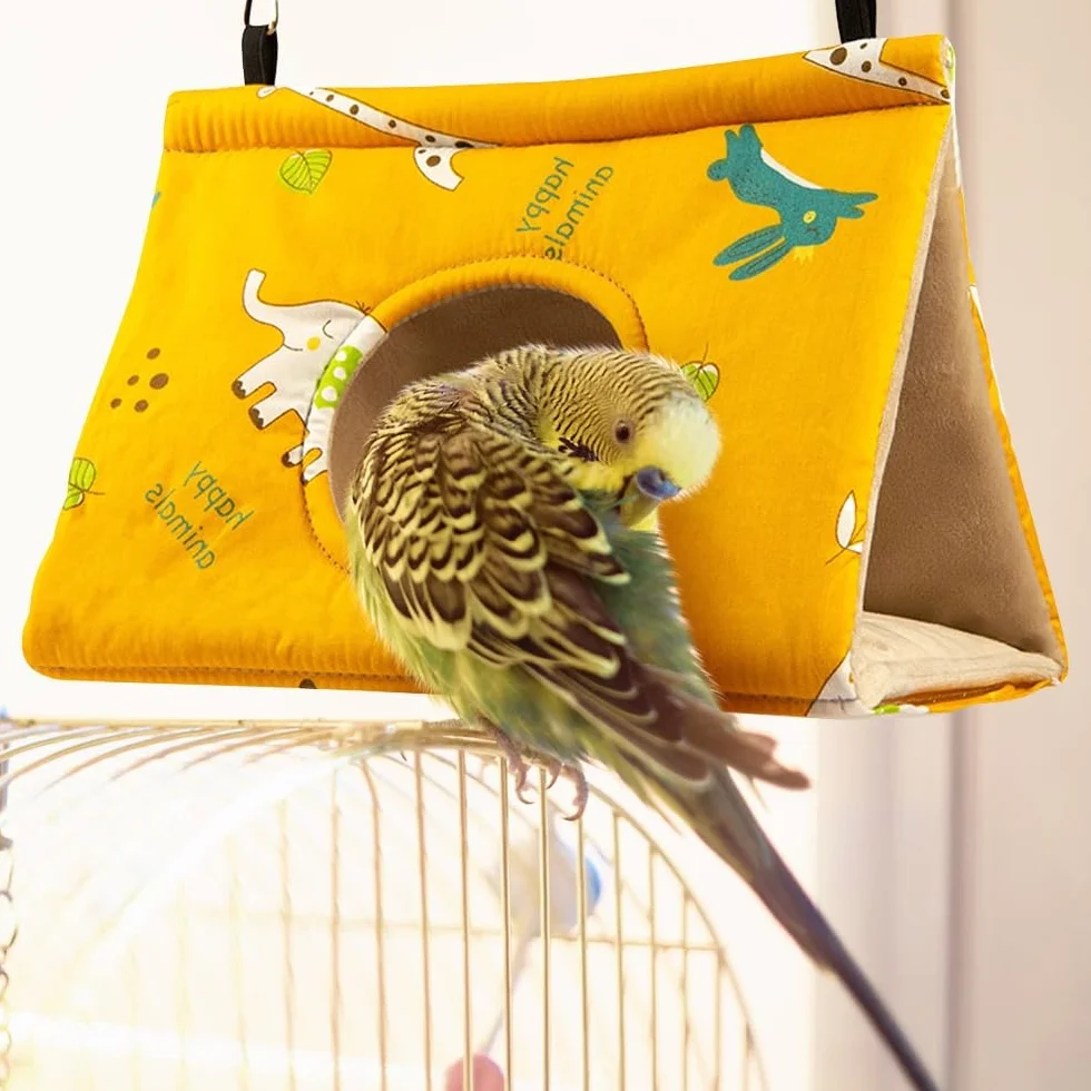 DONGKER Cage de Couchage Nid Perruches en Peluche avec Boucle de Suspension