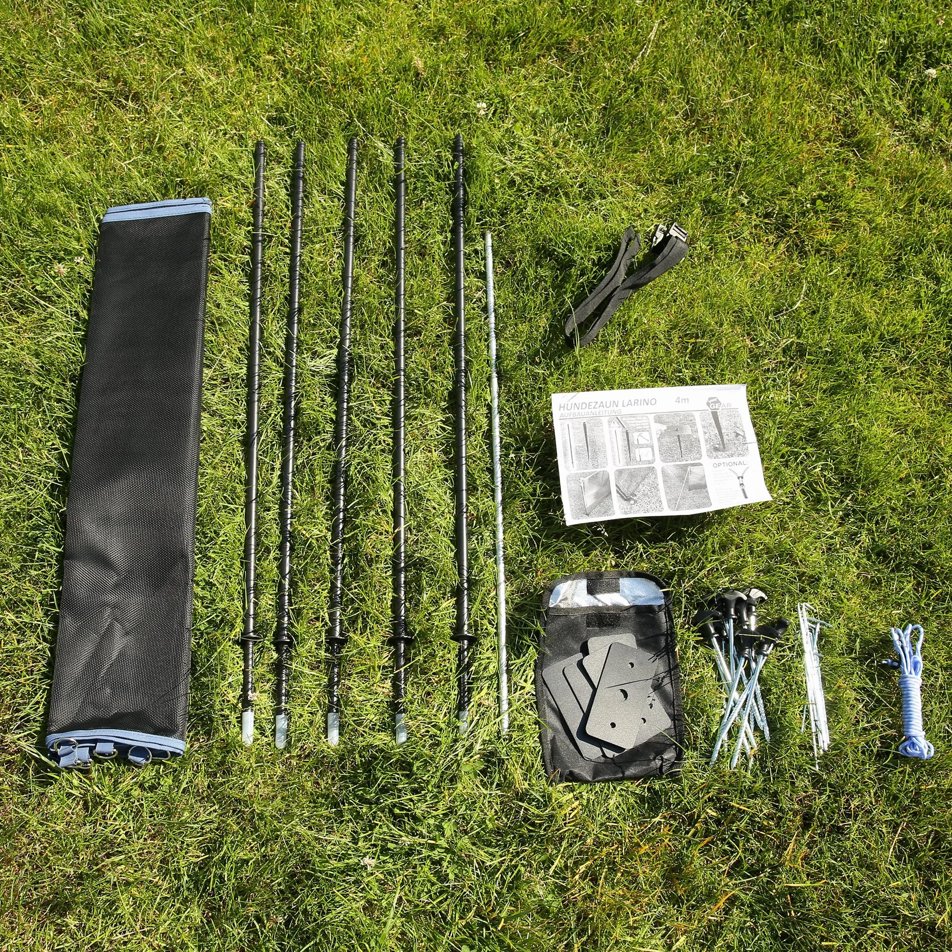 Clôture mobile pour chien 4 m maille textilène 90 cm extensible résistant intempéries kit complet poteaux