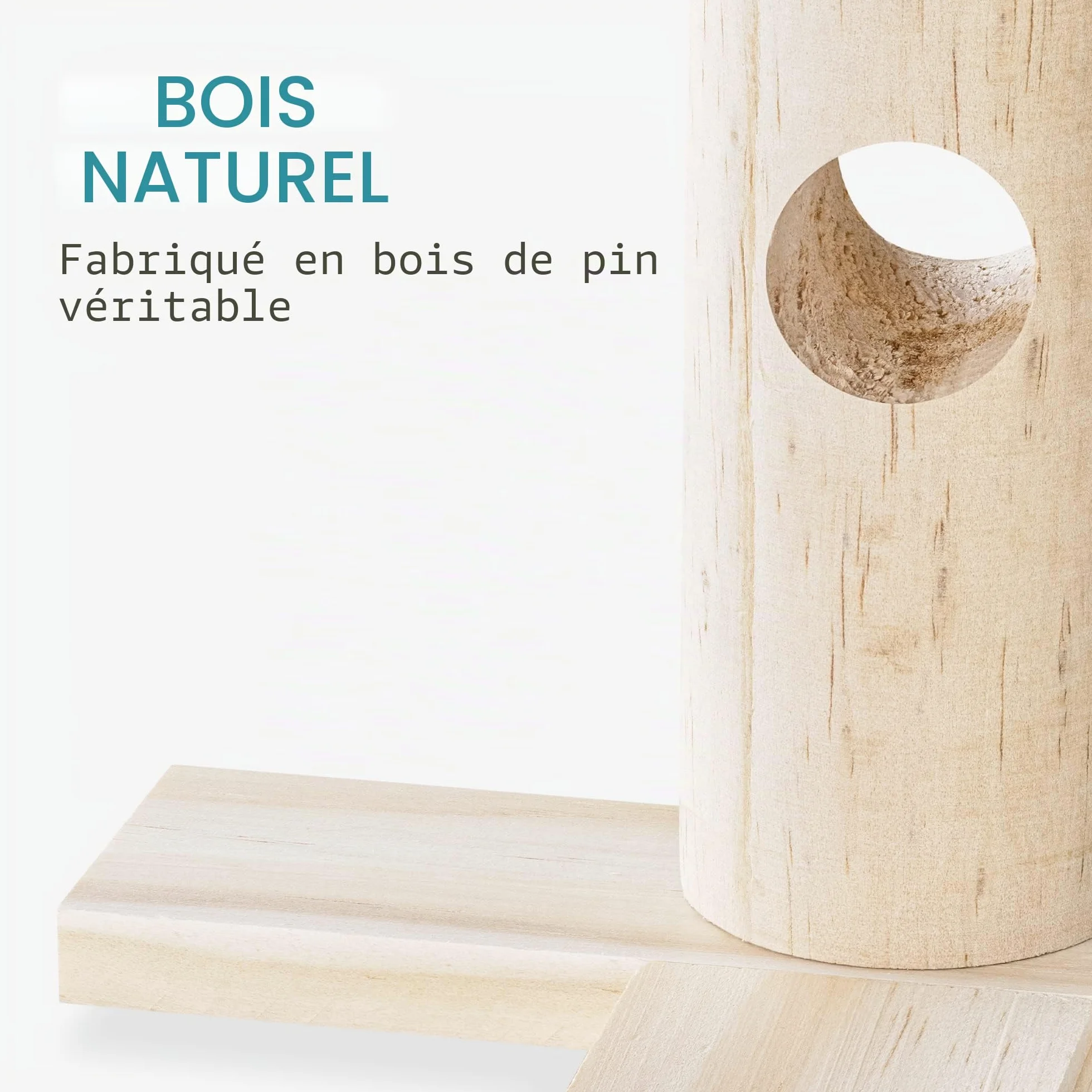 Navaris Mangeoire pour Lapin en Bois de pin 34 x 31 x 15 cm pour Rongeur Cochon d'Inde Chinchilla