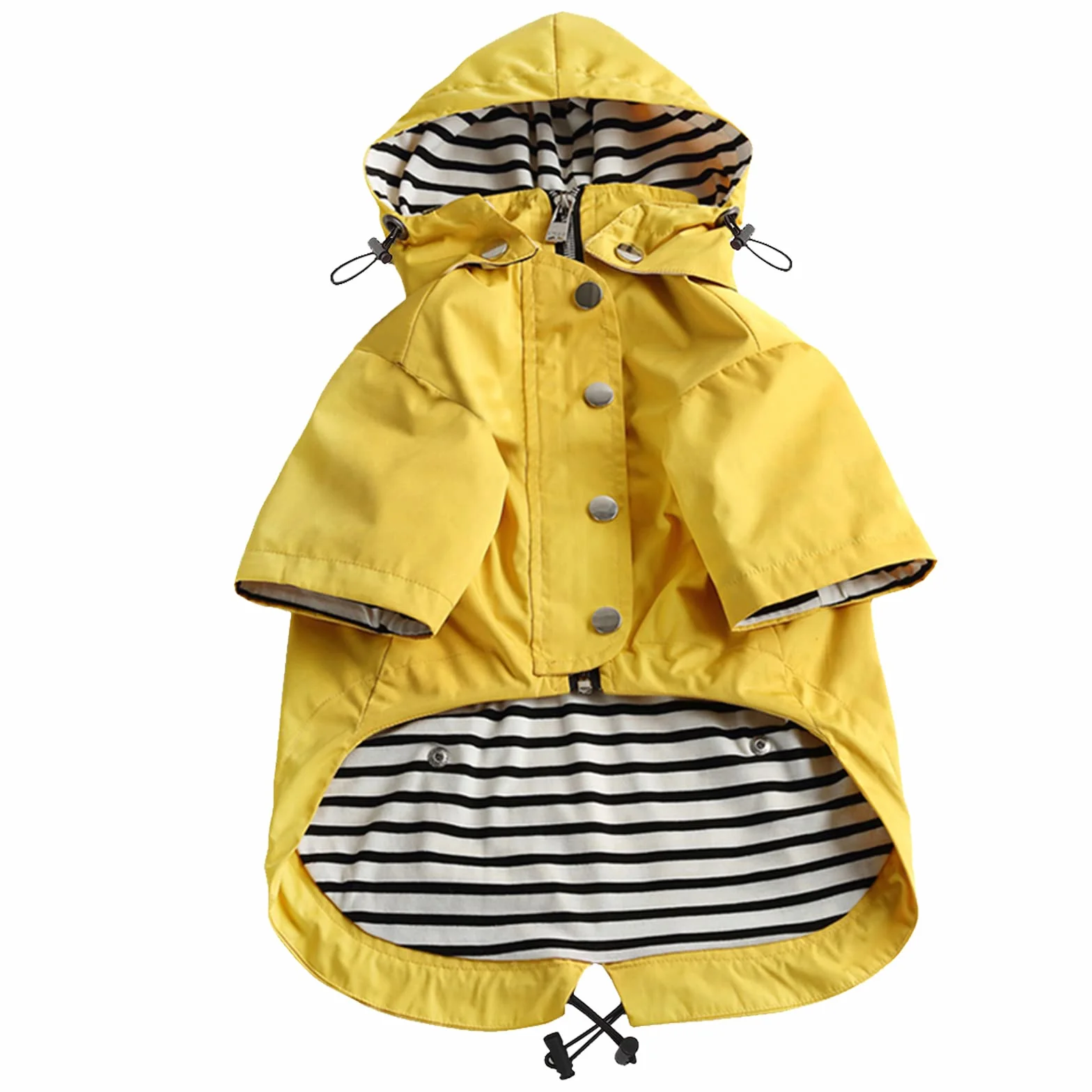 MOREZI Imperméable pour Chien avec Boutons et Fermetures éclair réfléchissants, Capuche Amovible, Jaune