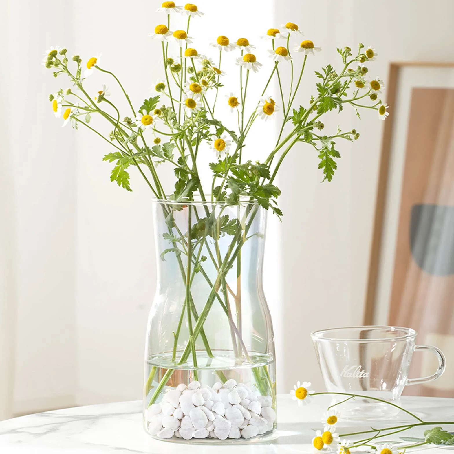 Gravier Galets Pierres Petits Cailloux de Marbre Blanc Naturels Cailloux Décoratifs Blancs pour Aquarium Décorations de Jardin Pots de Fleurs et Plantes Vase, 500g