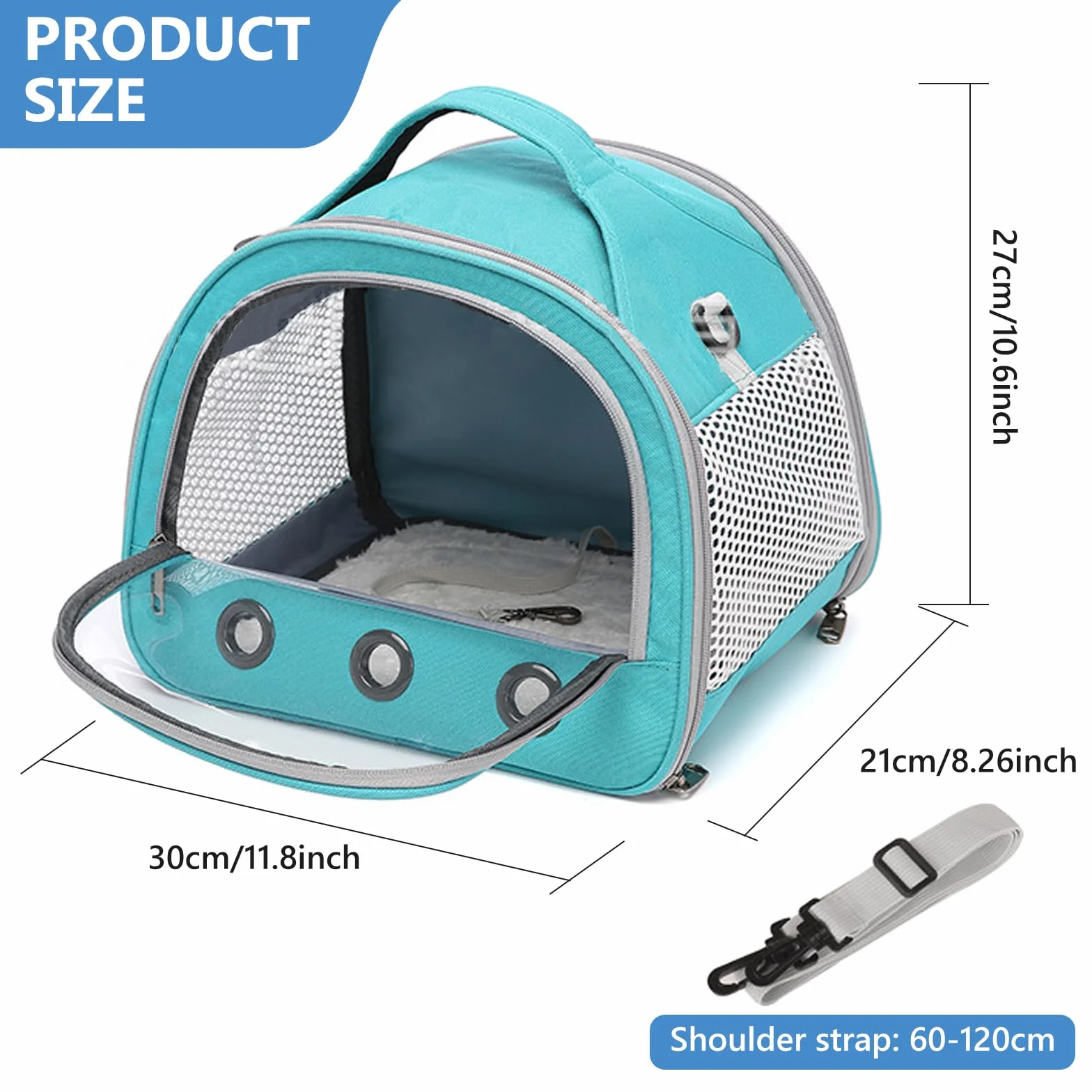 Sac Transport Chat 30x27x21cm Respirant Pliable Bandoulière Réglable Lapins Cobayes