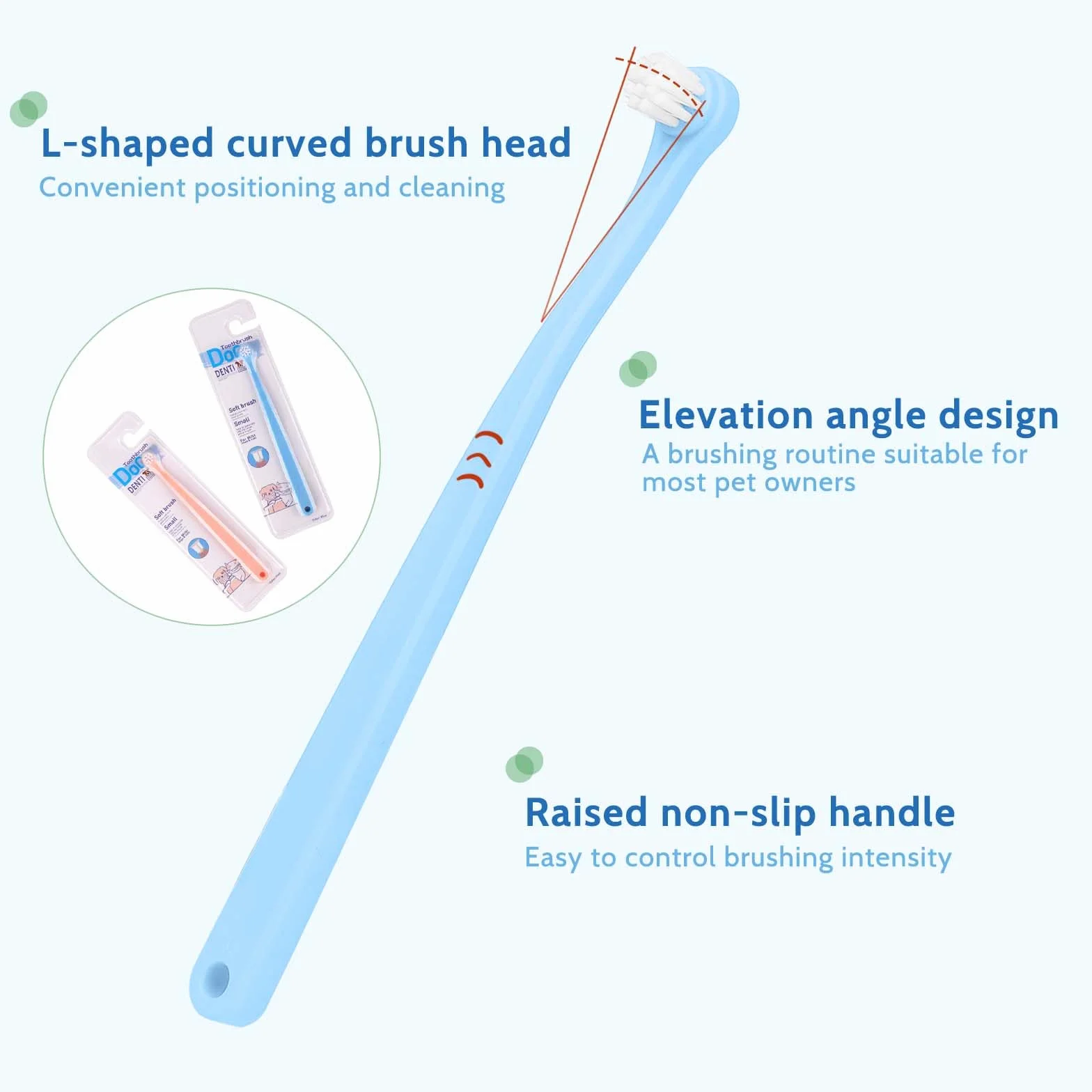Lot de 2 brosses à dents pour chat, chien, chiot, tête douce, kit nettoyage