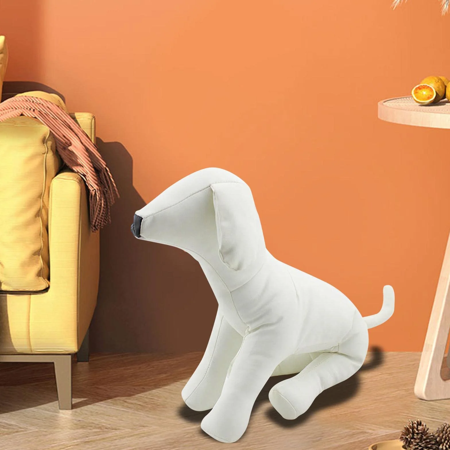 Mannequins pour Chiens en PU Taille L Blanc Assis pour Exposer des Vêtements