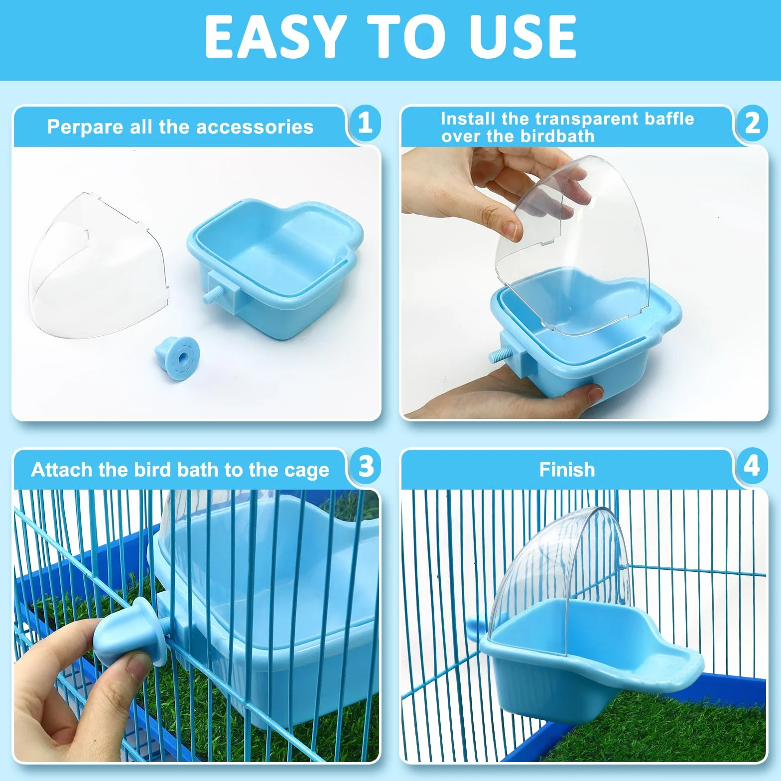 Boîte de Bain à Oiseaux à Suspendre - Jouet pour Perruche - Baignoire pour Perroquet - Baignoire pour Perroquet - Baignoire pour Oiseaux - Accessoires pour Petits Oiseaux, perroquets, calopsittes