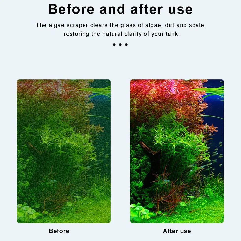 Kiuiom Nettoyeur de Grattoir Algues pour Aquarium, 30-51cm Racloir avec Tige Amovible et 5 Lames