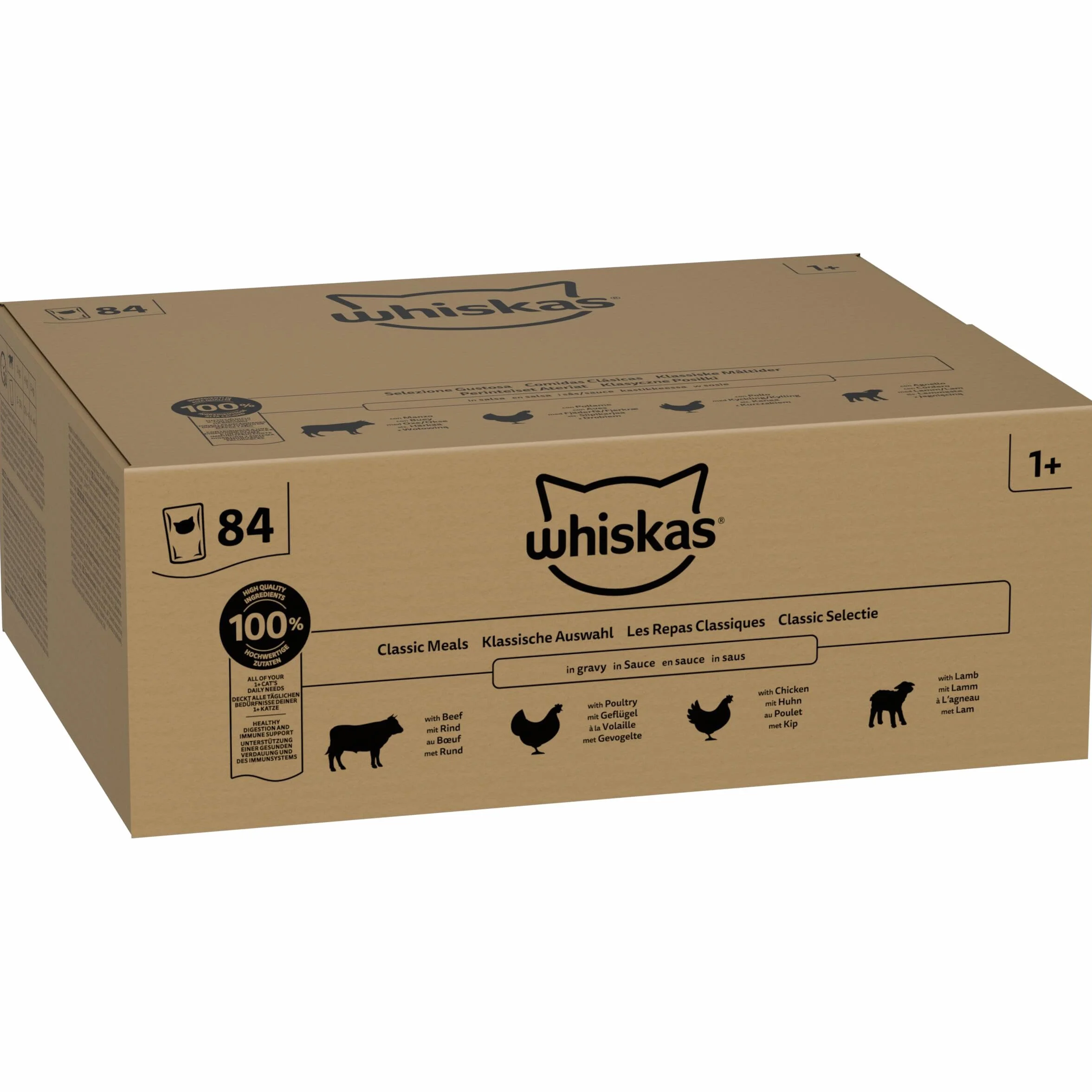 WHISKAS Aliment humide en sauce Chat adulte 84x85g Les Repas Classiques