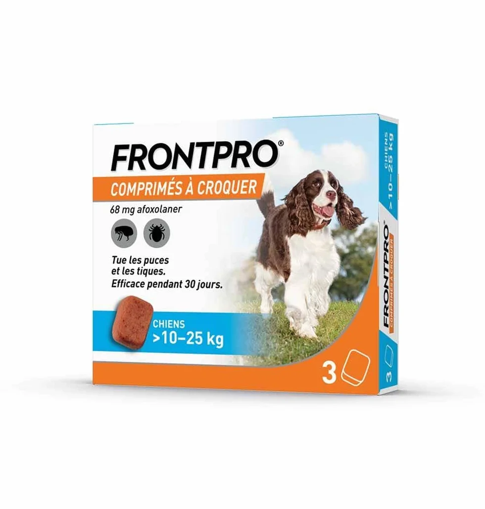 Frontline Frontpro antiparasitaire Grand Chien 10-25kg Puces et Tiques x3 comprimés