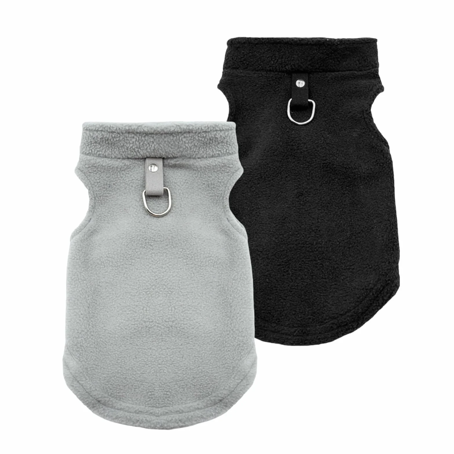Pull Chien avec Anneaux en D Veste d'hiver Manteau pour Petite Taille Chihuahua Noir Gris S