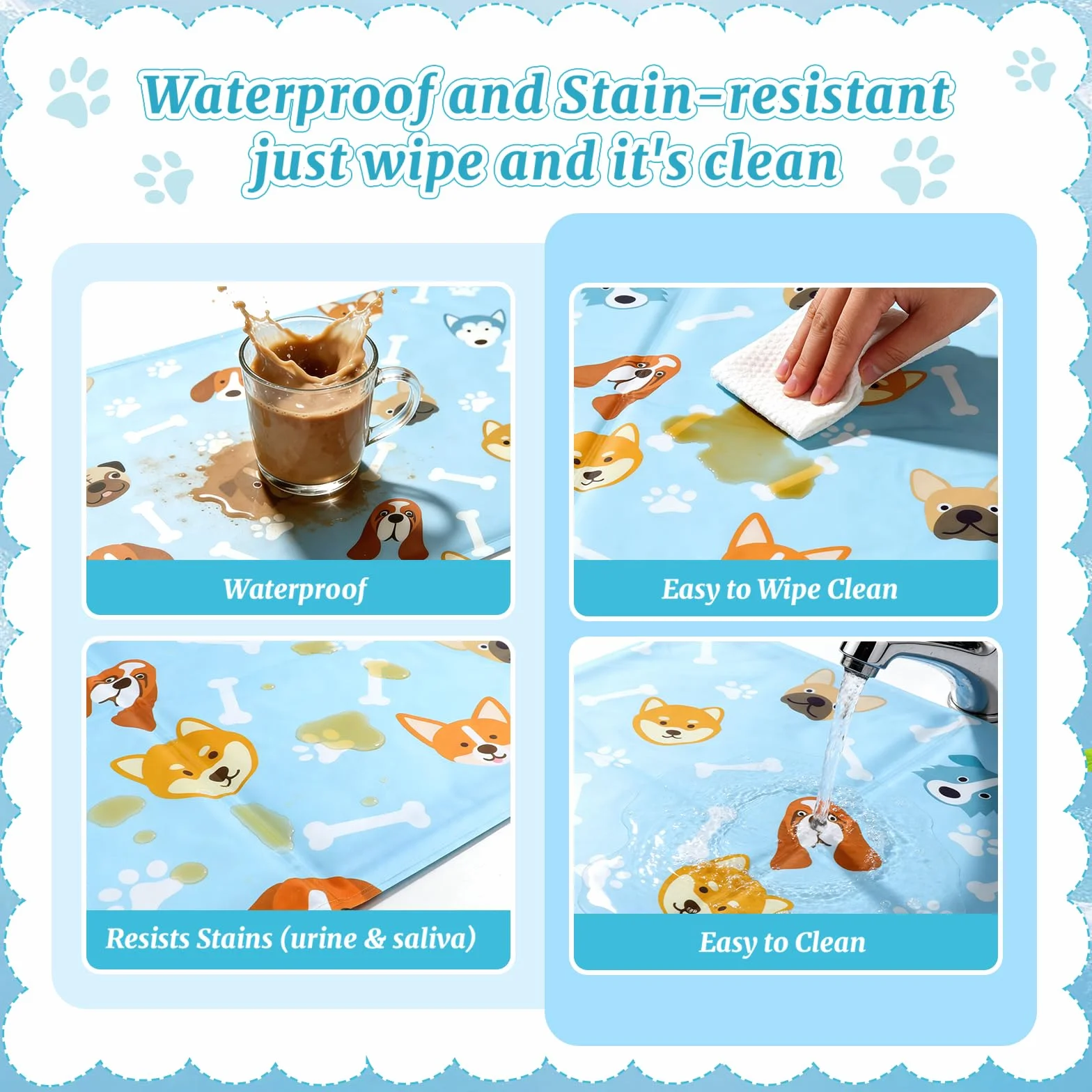 Tapis Rafraîchissant Chien Chat 90x60 cm Lavable Intérieur Extérieur Voiture