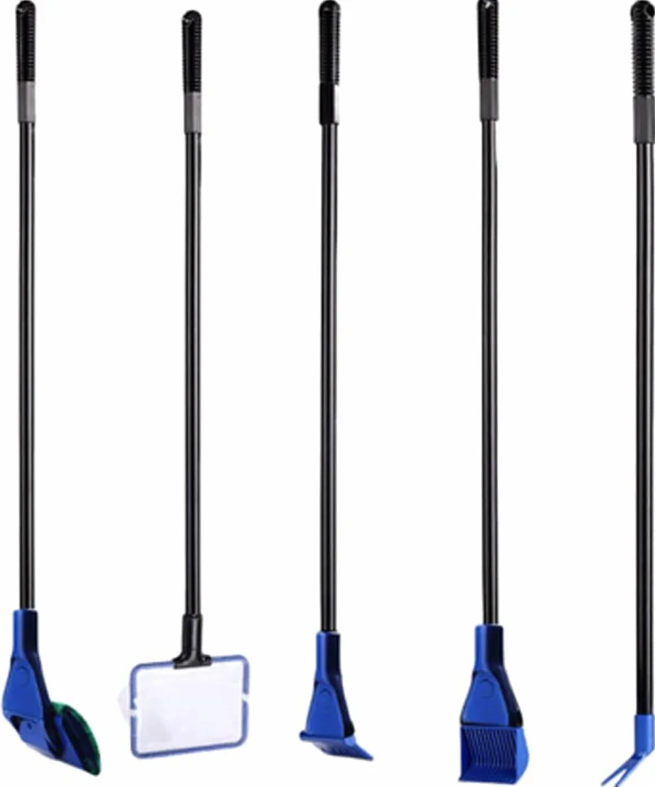 SLOCME Kit de nettoyage d'aquarium 5 en 1 avec pompe siphon à gravier