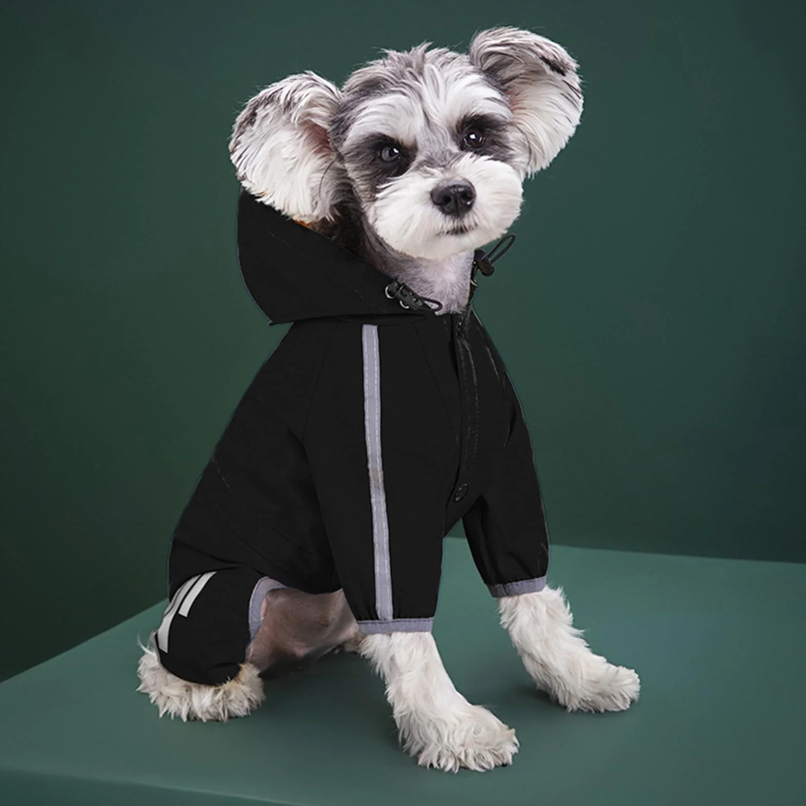 Manteau de pluie imperméable réfléchissant pour chien avec bandes réfléchissantes à quatre pattes