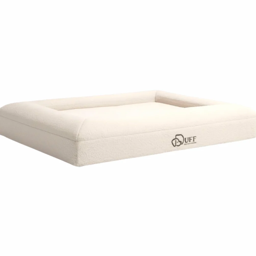 Duff® Lit Orthopédique Chien Grande Taille L (115x90 cm) – Matelas Mémoire de Forme Haute Densité – Tissu Bouclette Premium, Housse Lavable – Confort Durable & Élégant
