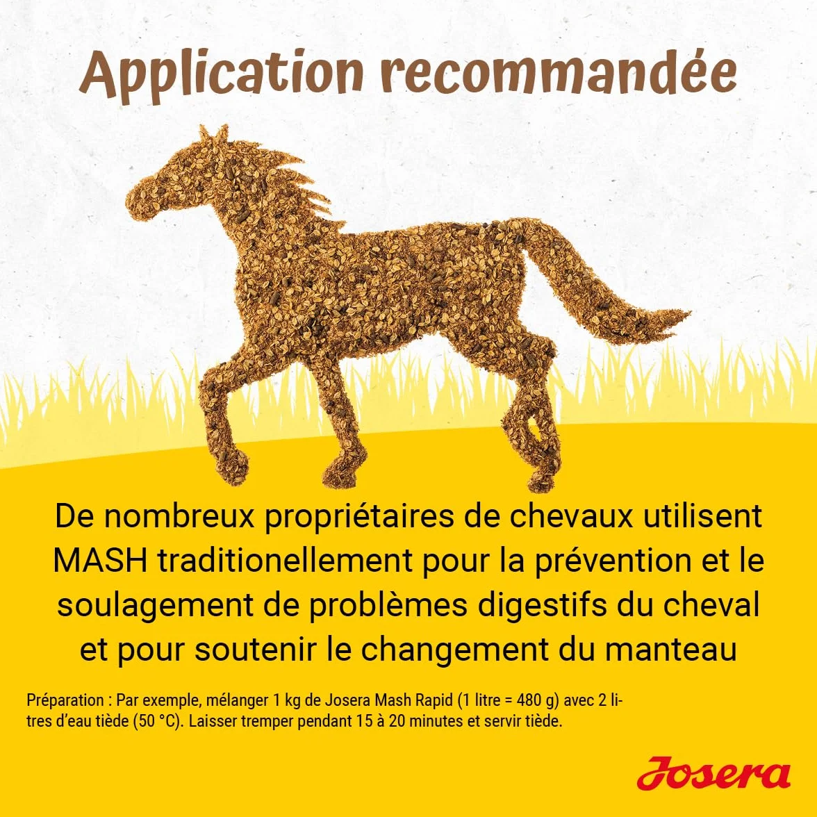 JOSERA Mash Rapide 15 kg Aliment Premium pour cheval Sans céréales