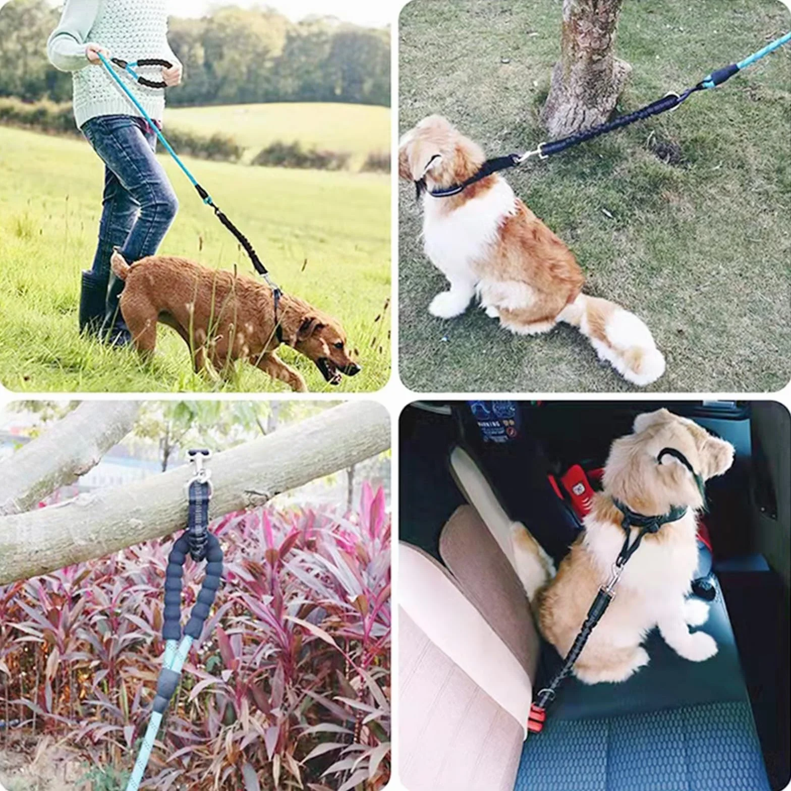 1Pièces Étirement Le Plus Long : 80 cm Ceinture Chien Voiture réglable avec,Attache Ceinture Chien Voiture,Laisse Voiture Chien,Harnais Voiture Chien en Elastique,pour Chiens et Chats-Noir
