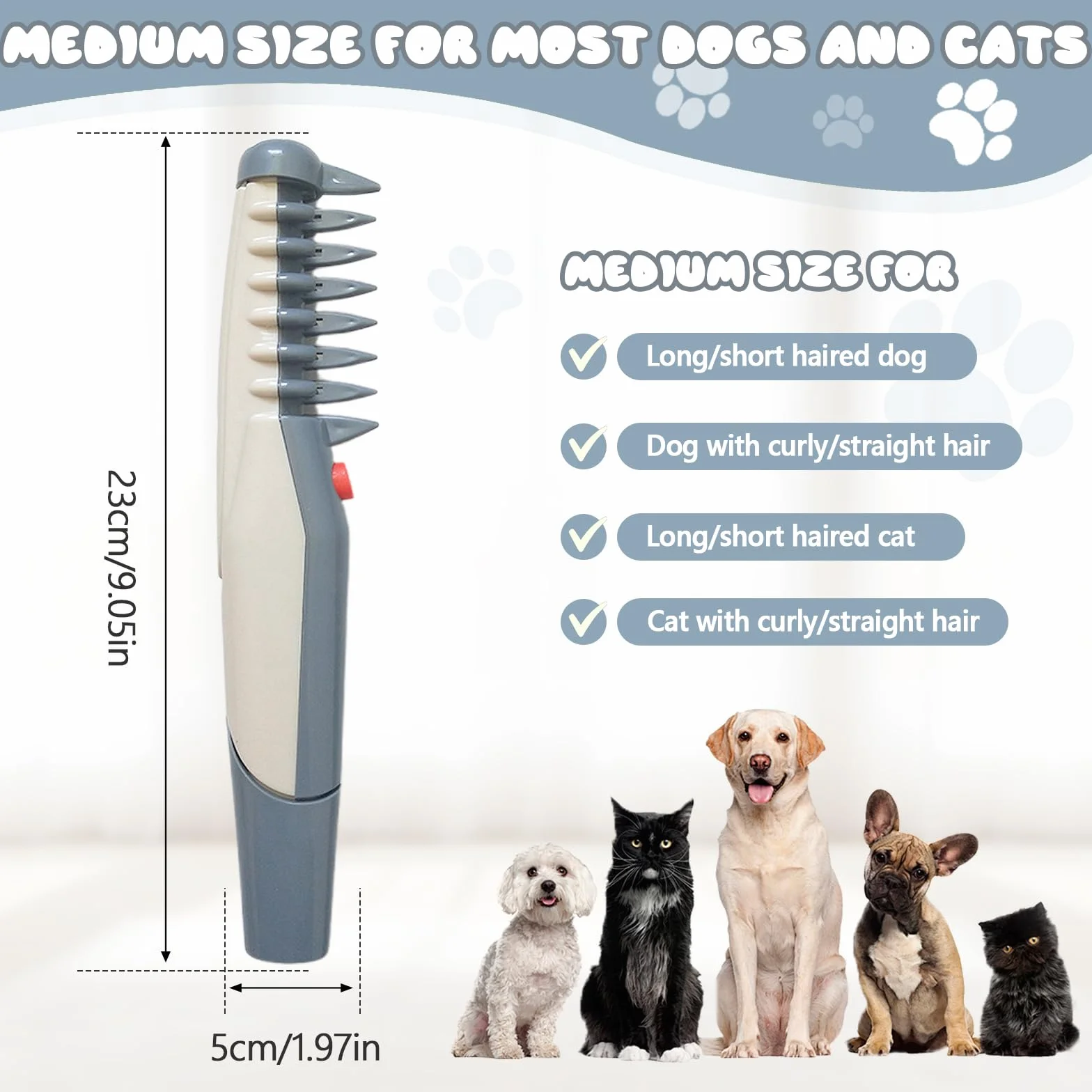Petsboro Mataway E Peigne électrique 2 en 1 pour chien et chat