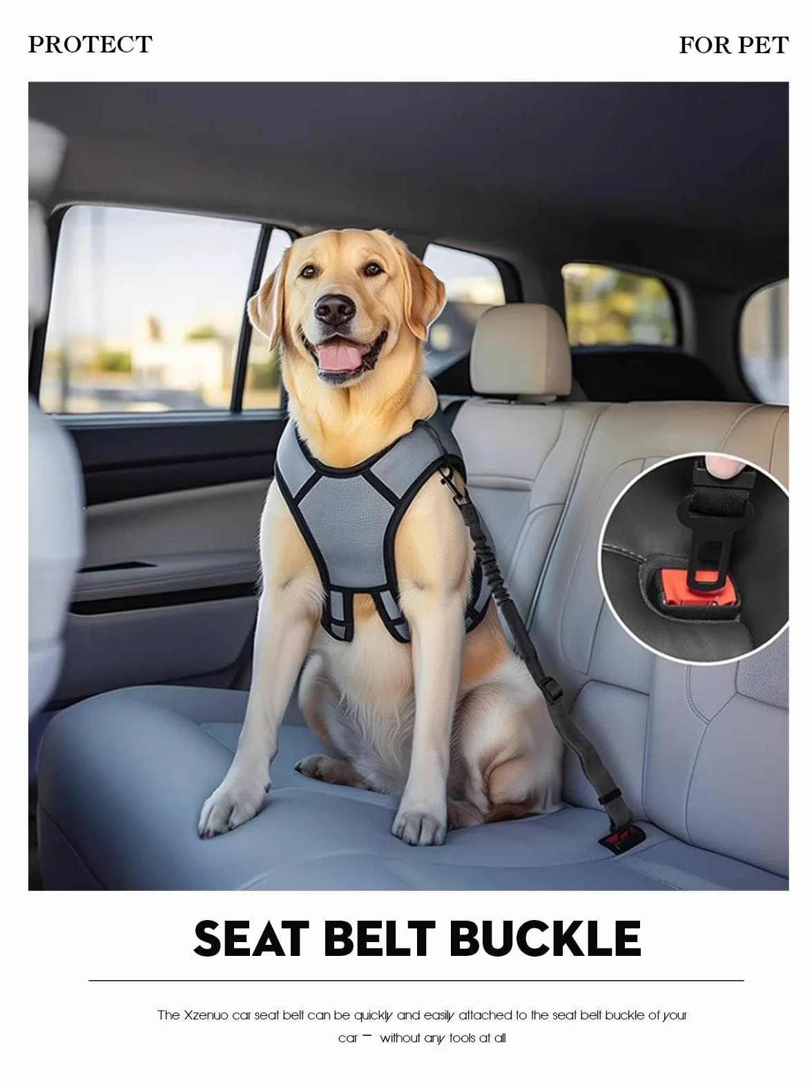 Ceinture securite Chien Voiture, Harnais Laisse Voiture Chien Attache avec Absorption des Chocs élastique et Mousqueton en métal pour Tous Les Chiens et Chats