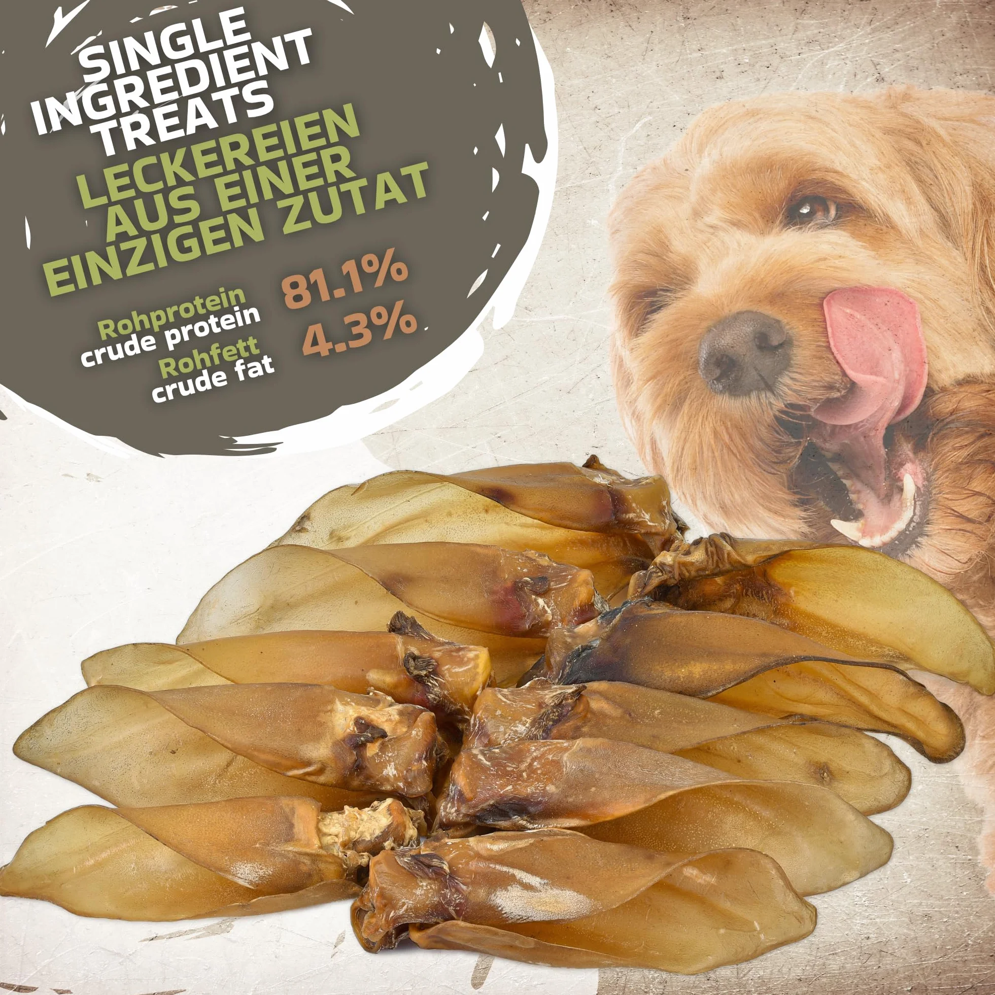 Oreilles de boeuf naturelles pour chien 10 pièces 700 g collation longue mastication soins dentaires sans additifs