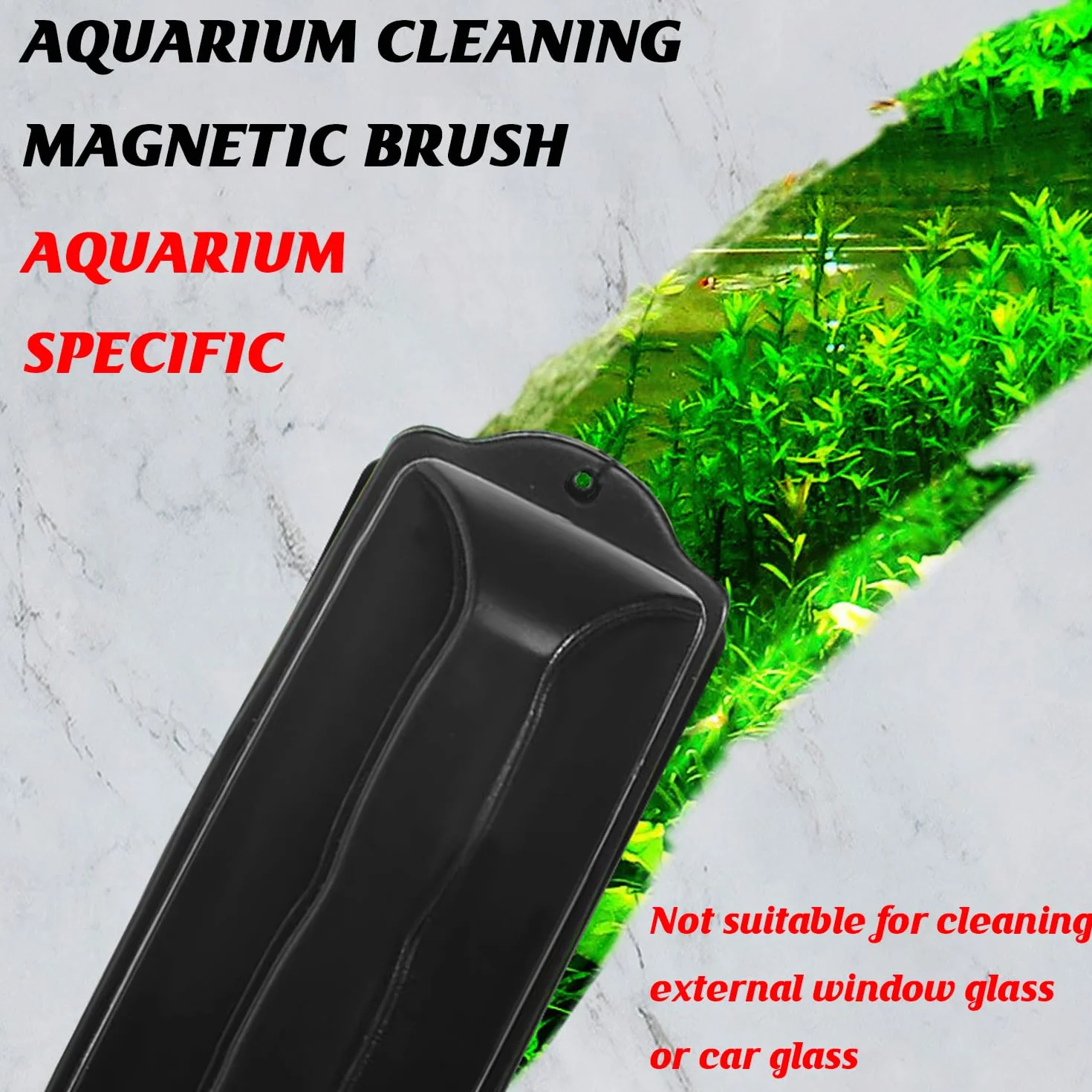 Brosse Magnétique Puissante pour Vitres d'Aquarium, Aimant Nettoyage Vitre, Accessoires Nettoyage Aquarium, Verre 10 mm