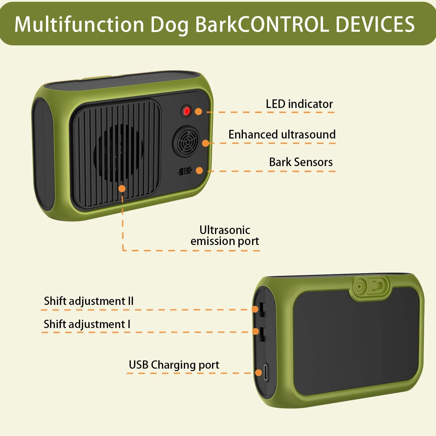 Appareil Anti-aboiement à Ultrasons Rechargeable pour Chiens Petite Moyenne Grand Taille Intérieur Extérieur