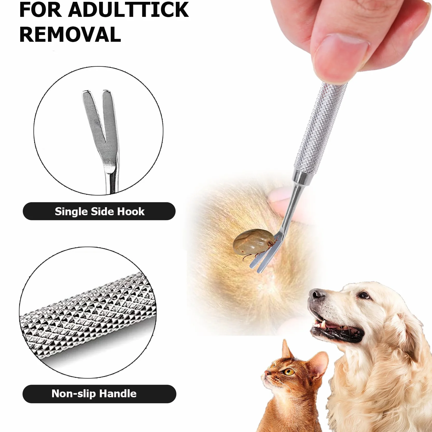 3 Pièces Pince à Tiques, Tire Tique pour Chiens, Chats et Humains, Professionnelle Crochet à Tiques, Tiques Ensemble en Acier Inoxydable avec Sac de Rangement
