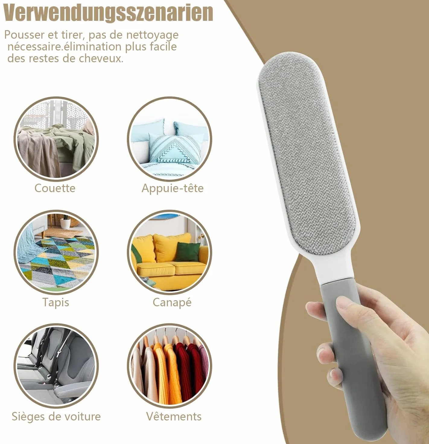 STOAT® Brosse à Peluches Double Face Autonettoyante Réutilisable pour Poils d'Animaux
