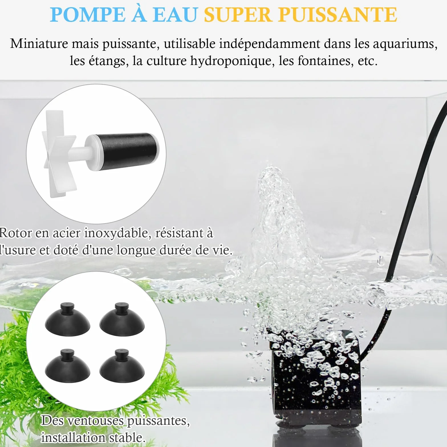 FEDOUR Filtre Immersible pour Aquarium 8W 16W Silencieux avec Barre de Pulvérisation 15-300L